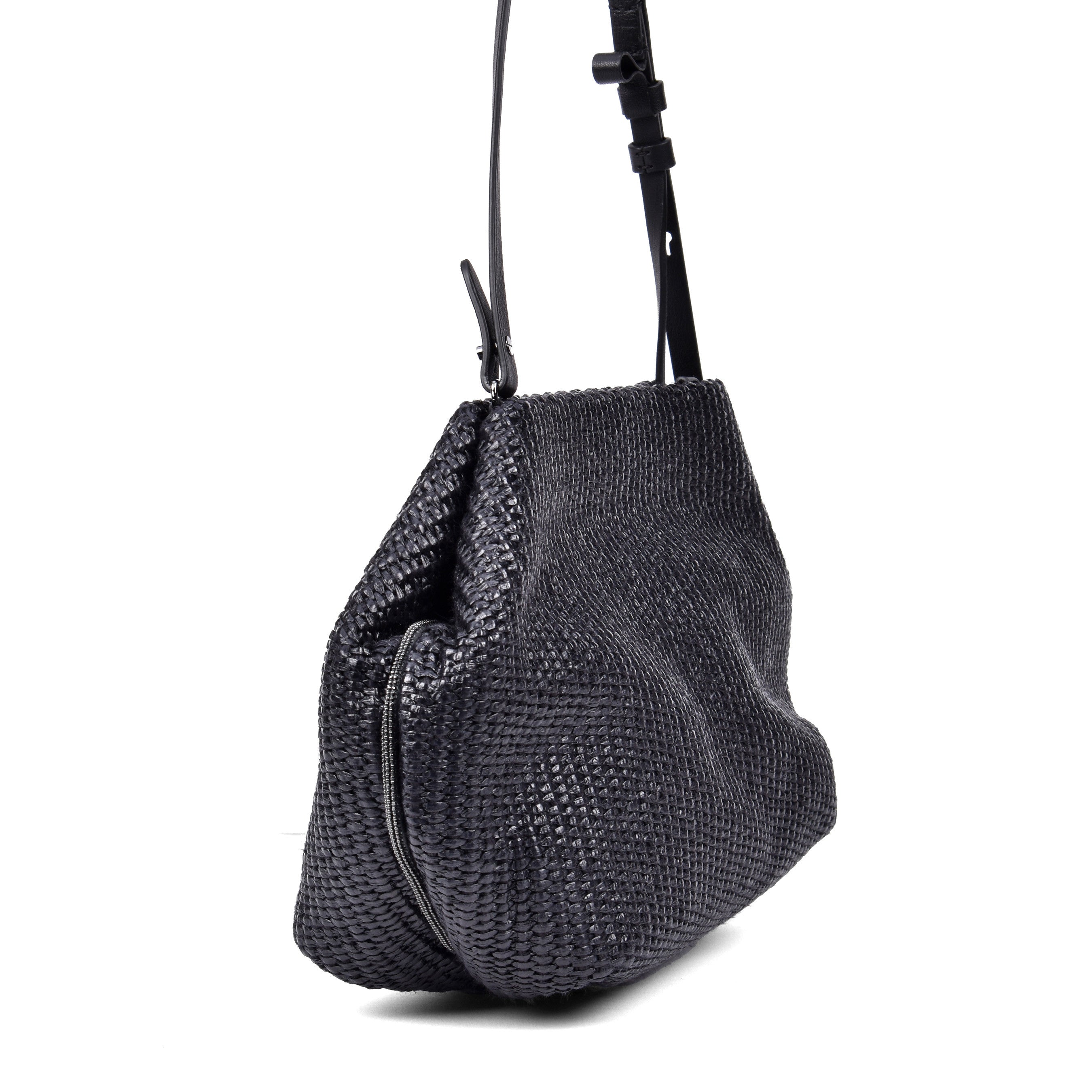 BRUNELLO CUCINELLI WOMEN'S MONILI BEAD WOVEN RAFFIA CROSSBODY SHOULDER BAG