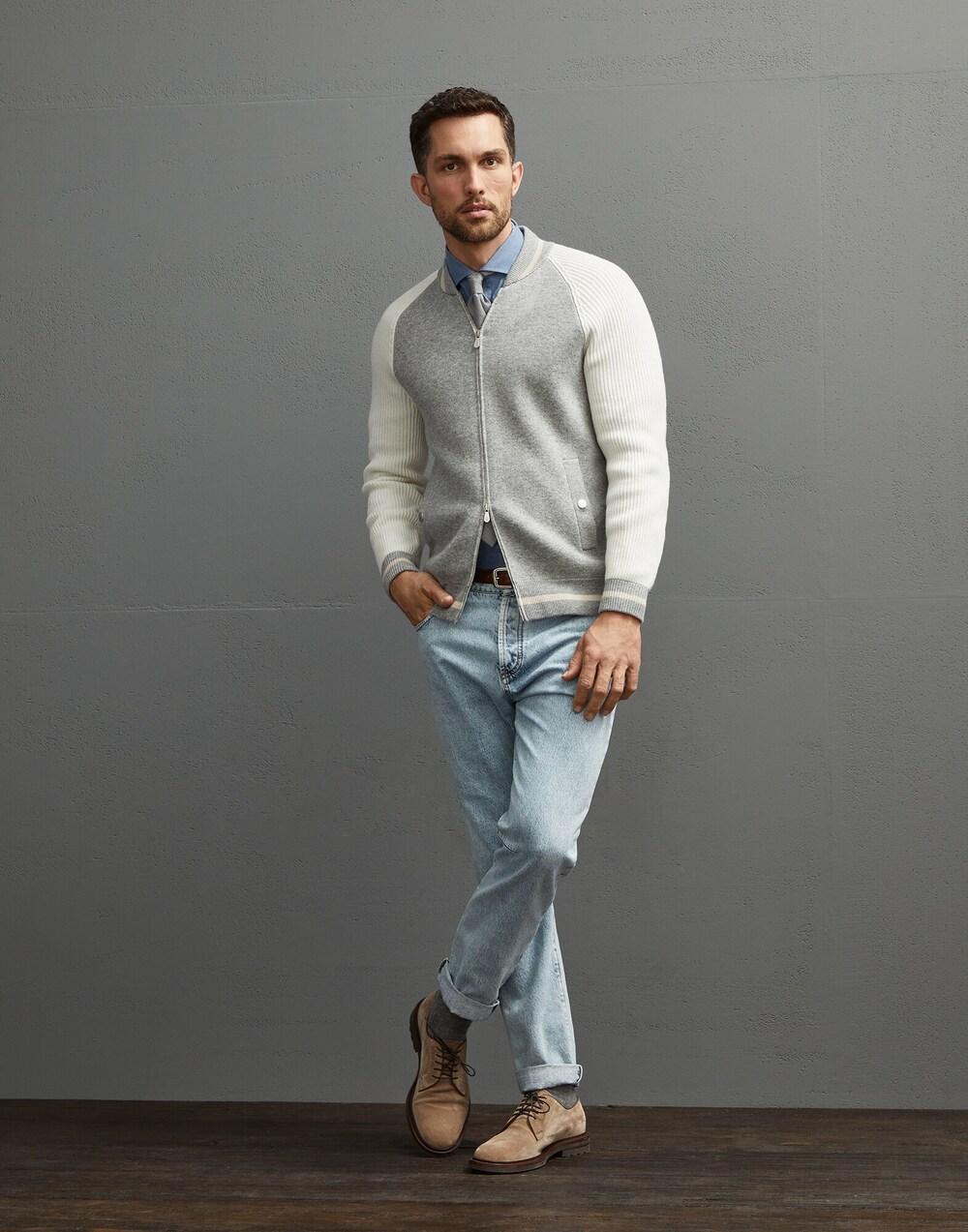 BRUNELLO CUCINELLI MEN'S LIGHT BLUE COTTON SHIRT