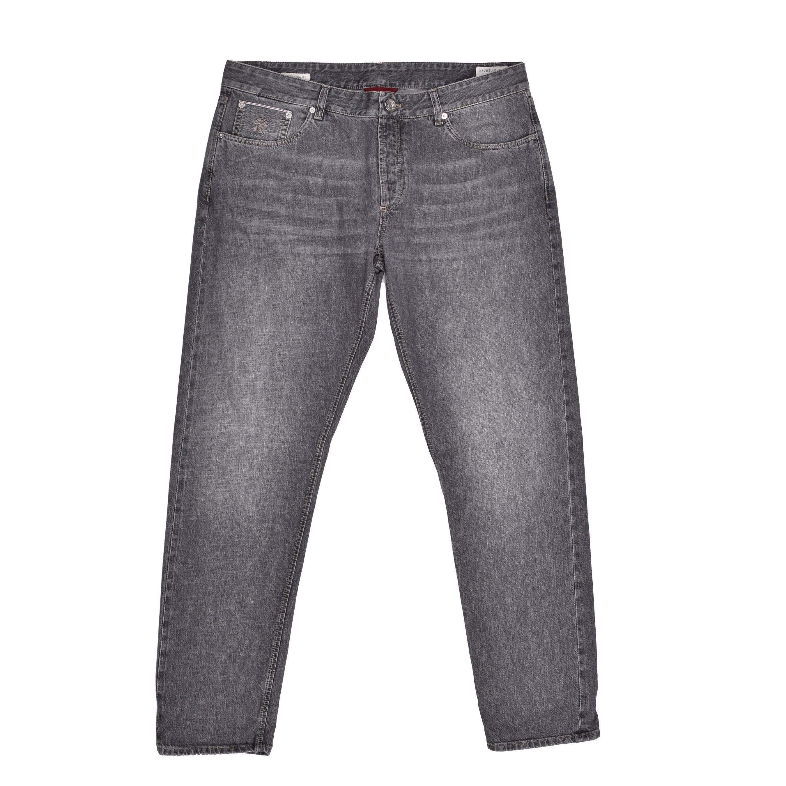 BRUNELLO CUCINELLI MEN'S FADED GREY TRADITIONAL JEANS