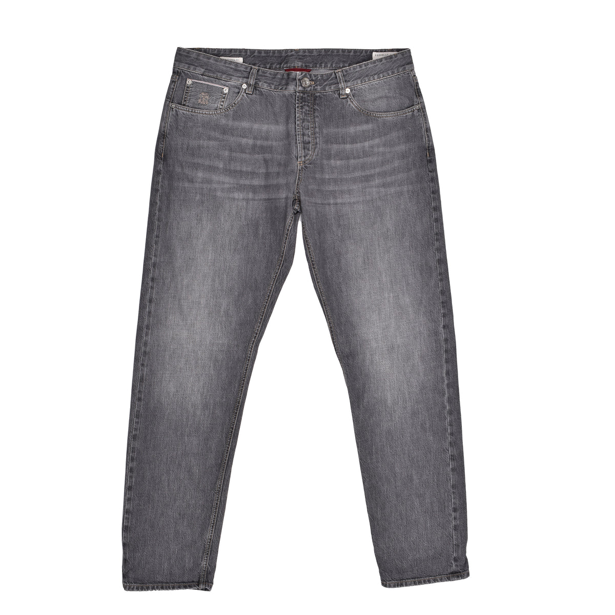 BRUNELLO CUCINELLI MEN'S FADED GREY TRADITIONAL JEANS