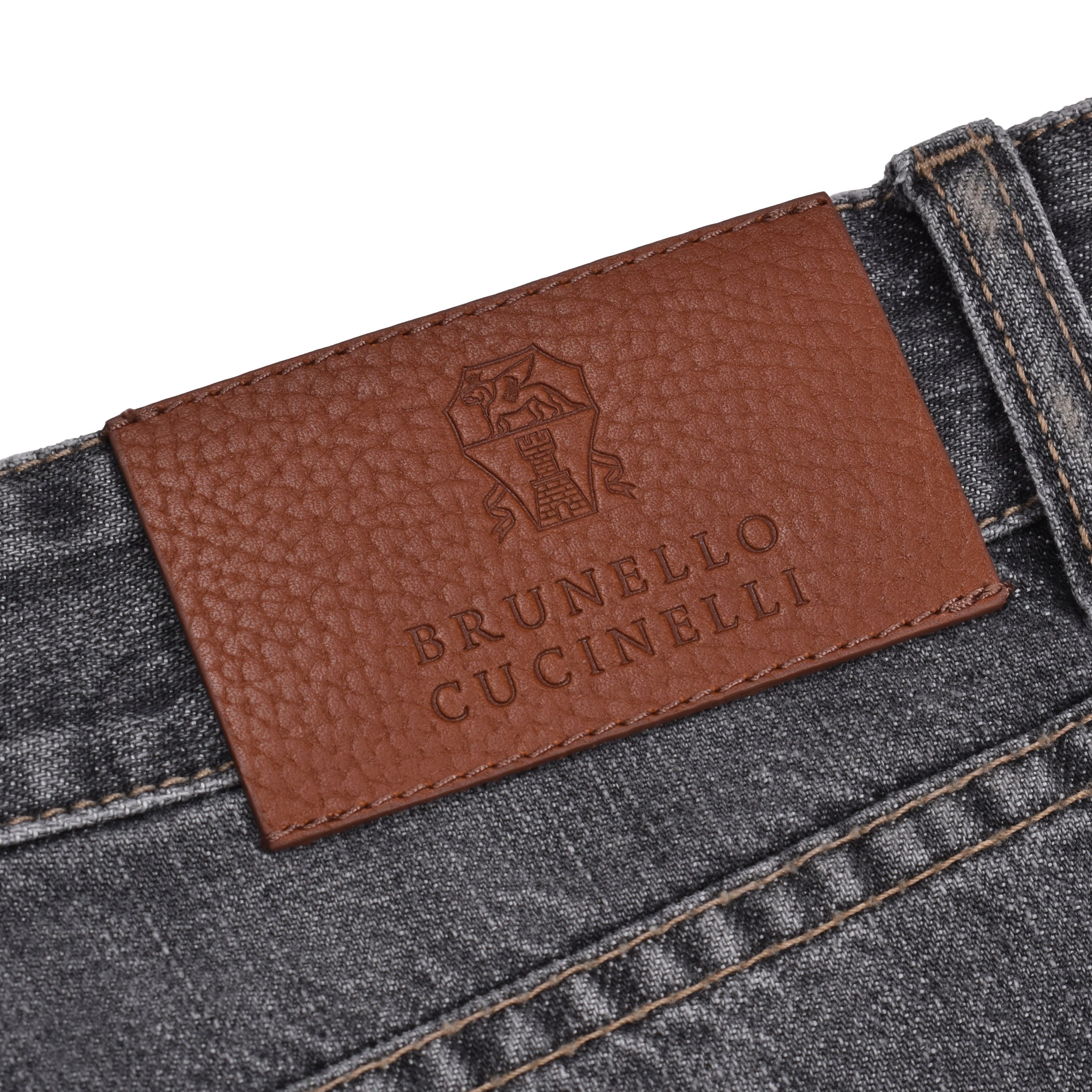 BRUNELLO CUCINELLI MEN'S FADED GREY TRADITIONAL JEANS