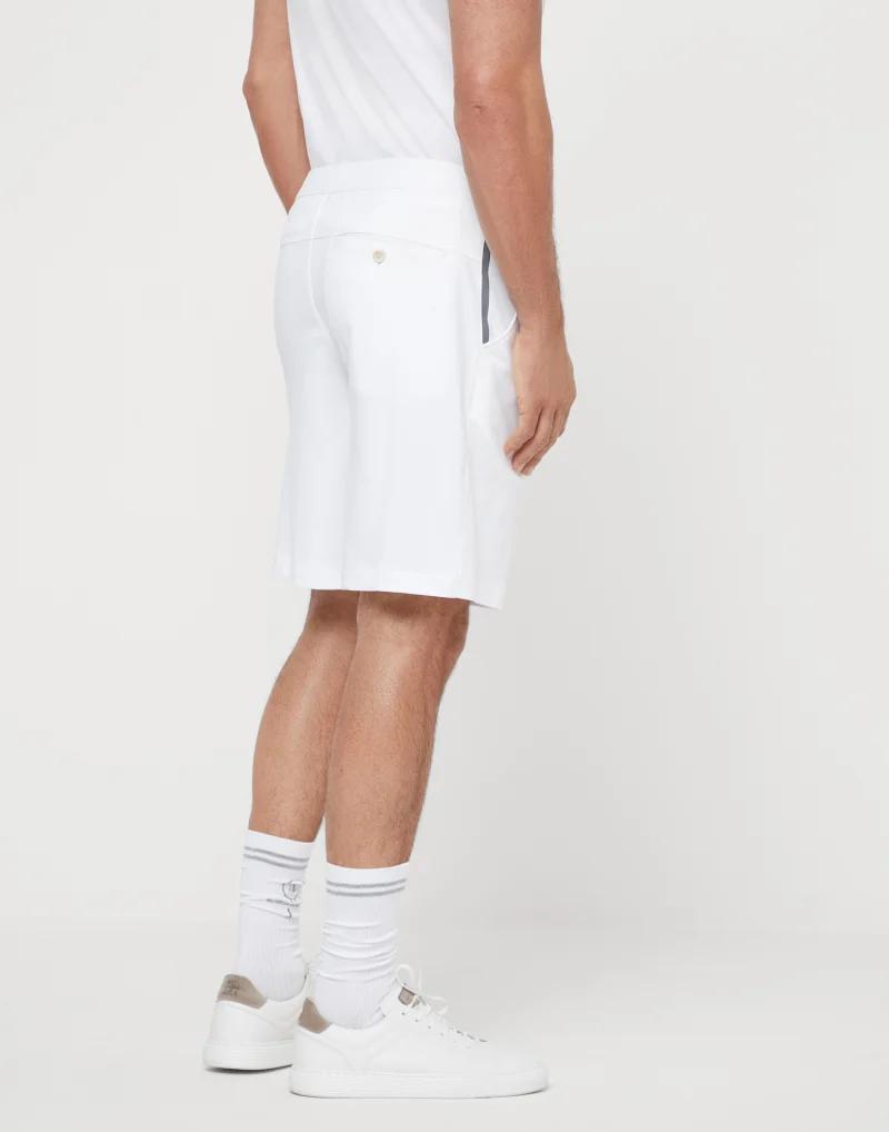 BRUNELLO CUCINELLI MEN'S WHITE TAILORED COTTON SHORTS
