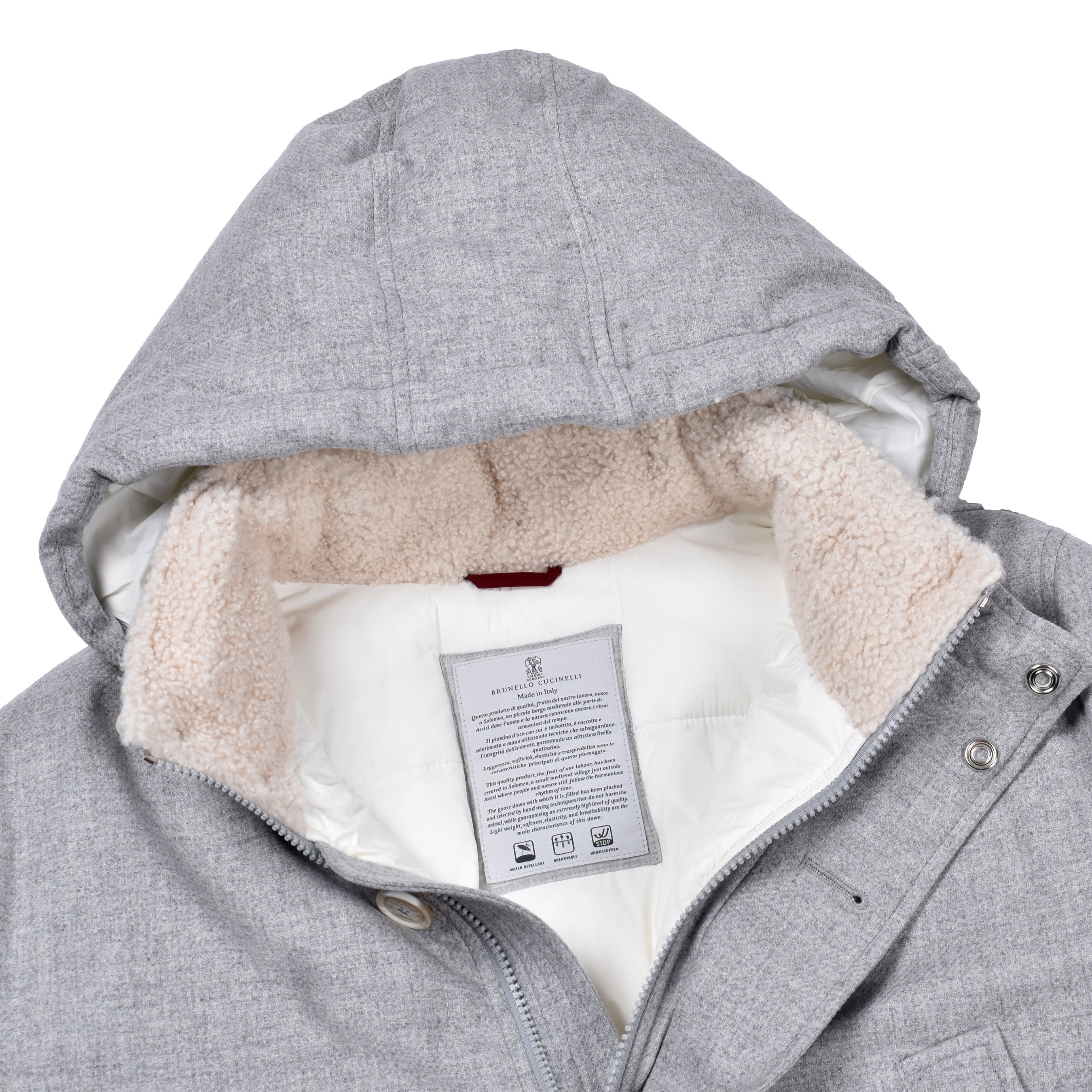 BRUNELLO CUCINELLI MEN'S FOG WOOL BLEND PUFFER PARKA