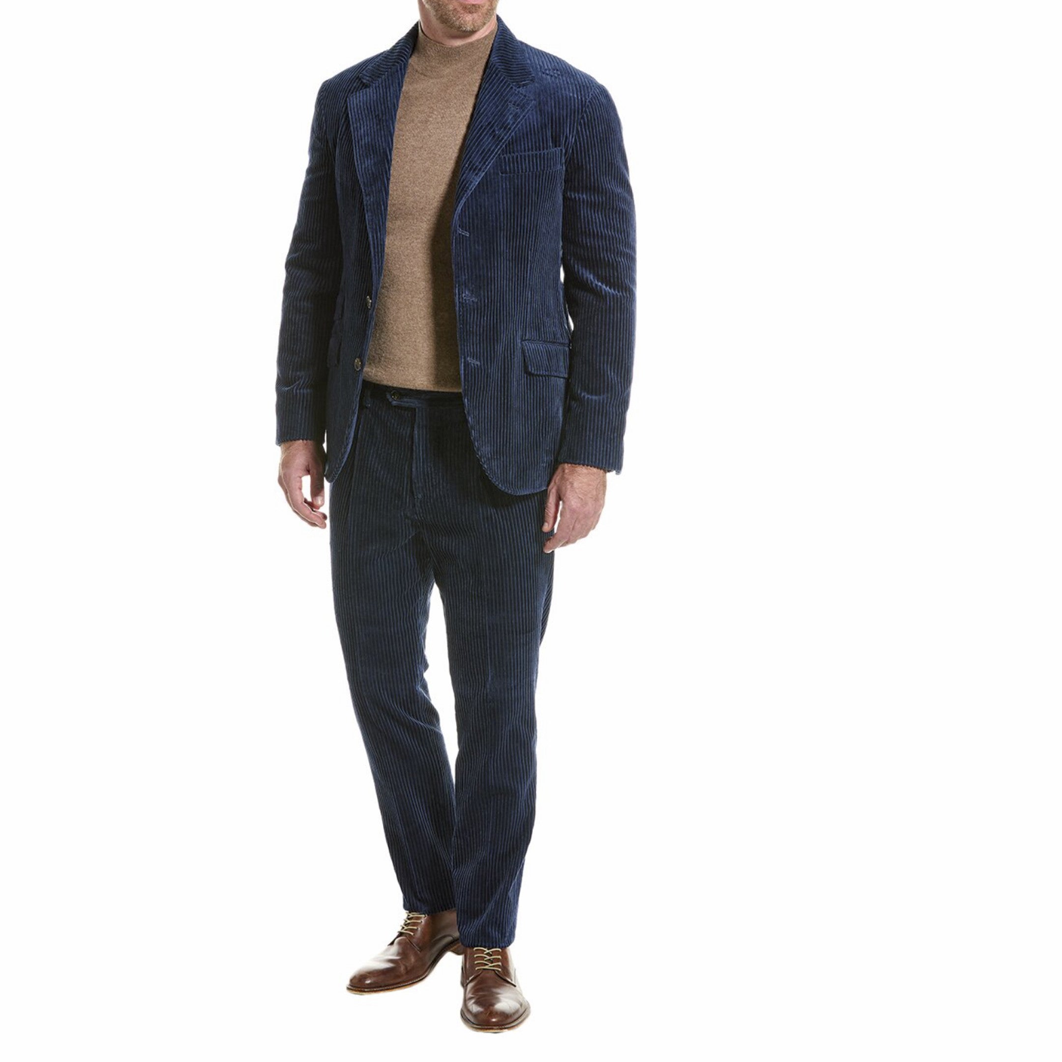 BRUNELLO CUCINELLI MEN'S 100% COTTON 3 BUTTON CASUAL CORDUROY TWO PIECE SUIT