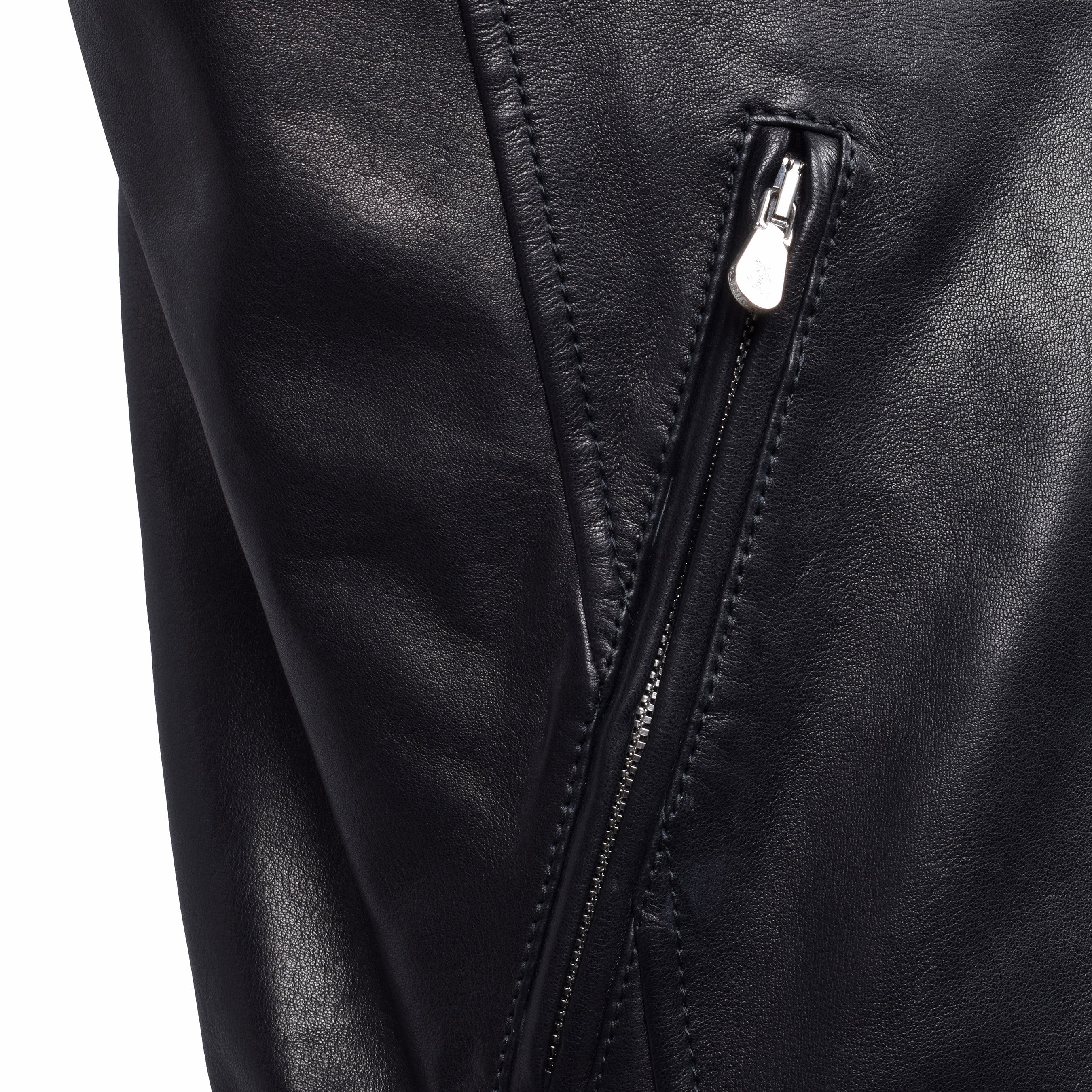 BRUNELLO CUCINELLI MEN'S BLACK LEATHER BIKER JACKET