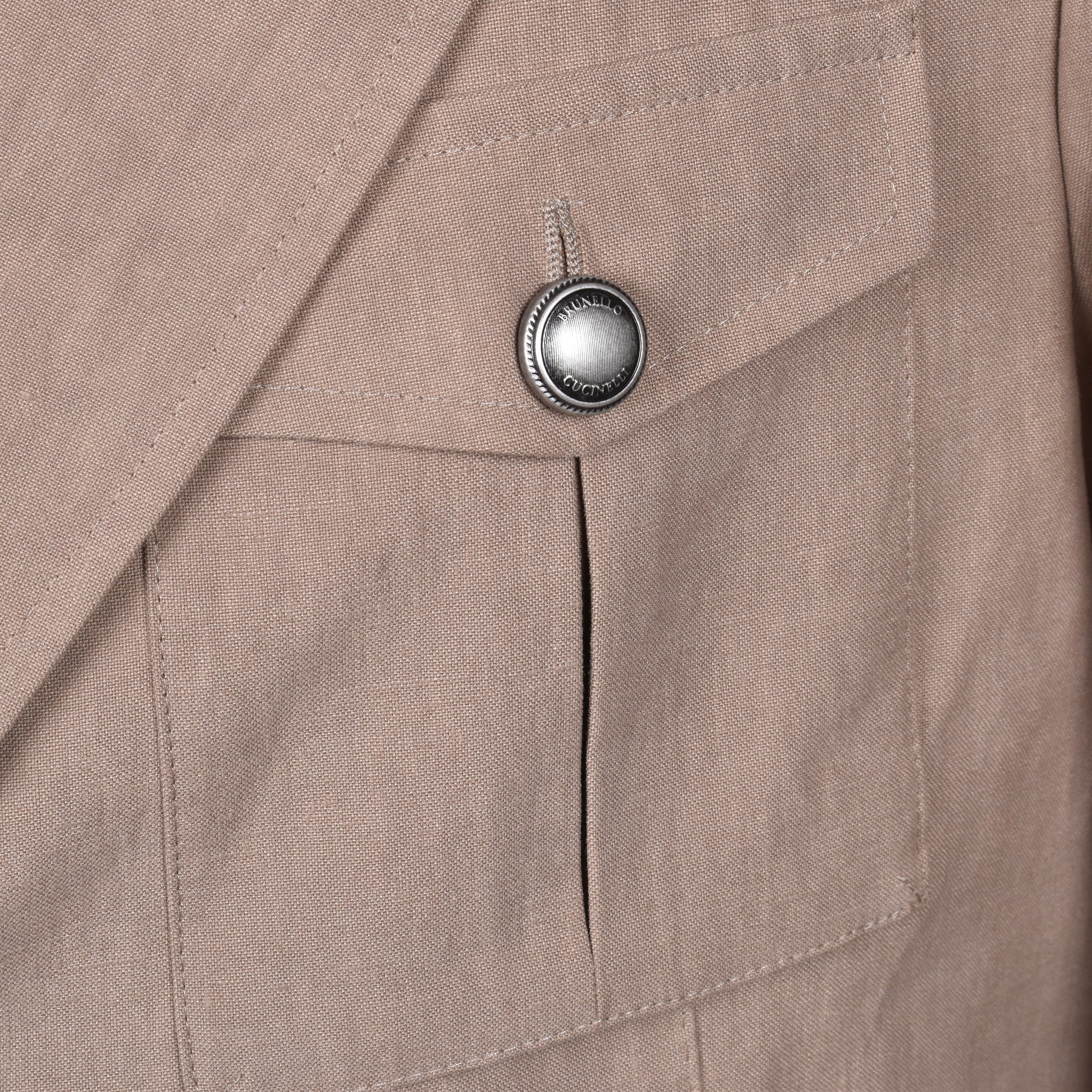 BRUNELLO CUCINELLI MEN'S TOBACCO LINEN SAFARI JACKET