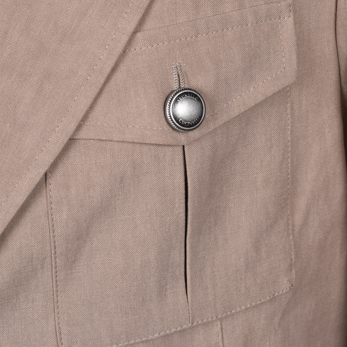 BRUNELLO CUCINELLI MEN'S LIGHT BROWN LINEN JACKET