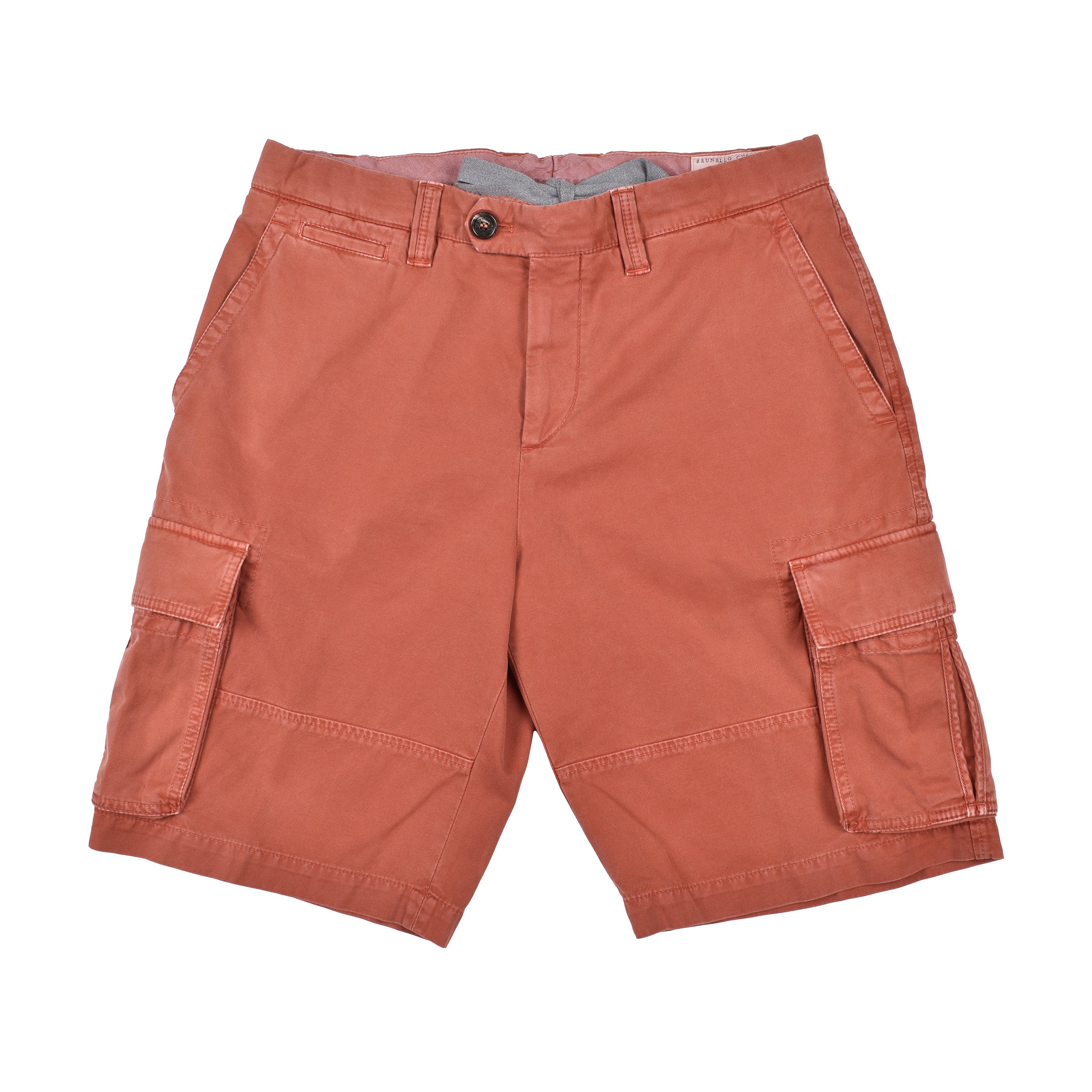 BRUNELLO CUCINELLI MEN'S RUST COTTON CARGO SHORTS