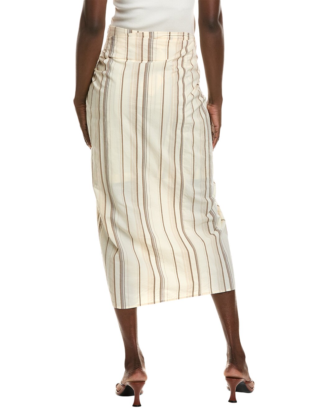 BRUNELLO CUCINELLI WOMEN'S STRIPED WRAP MIDI SKIRT