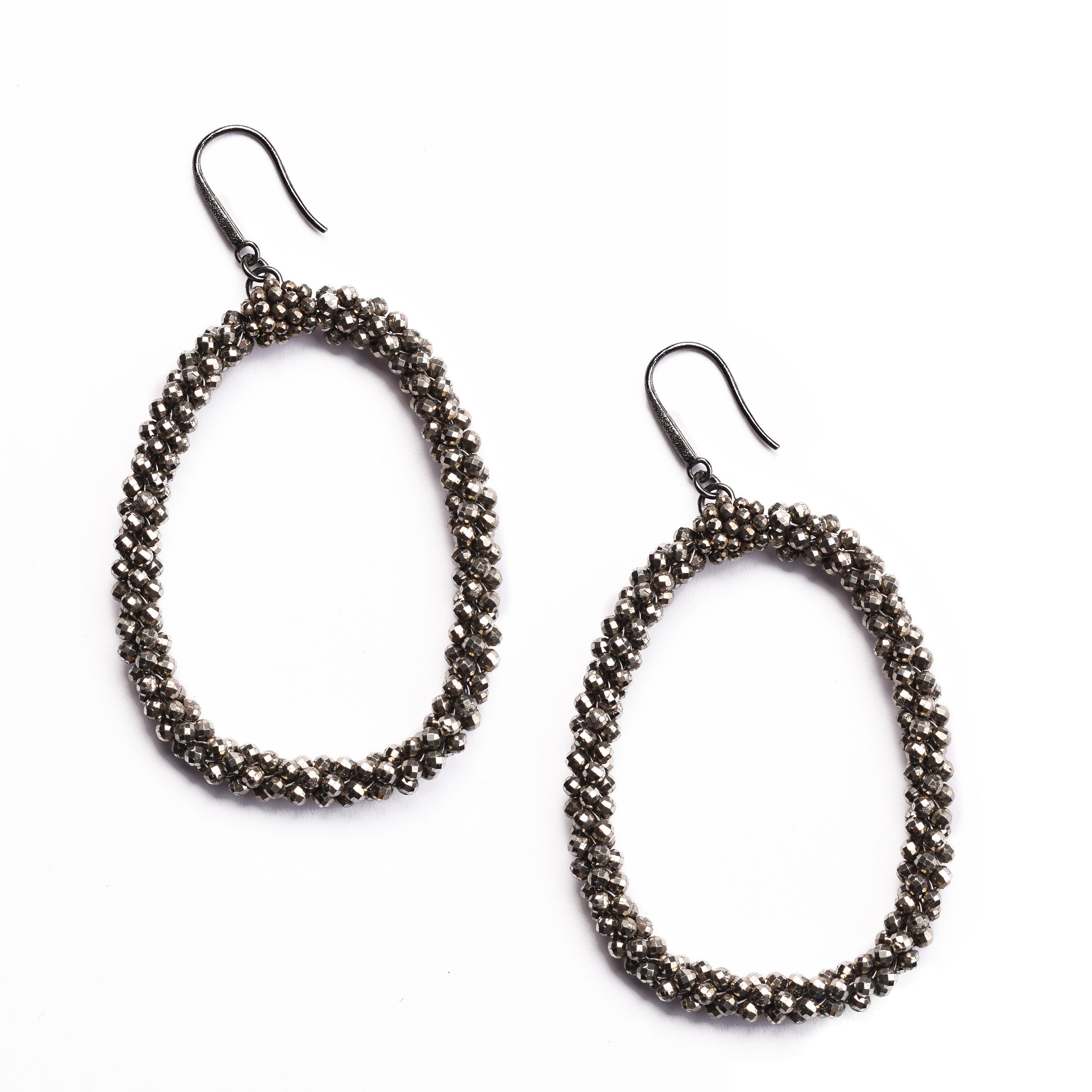 BRUNELLO CUCINELLI WOMEN'S SILVER PYRITE HOOP EARRINGS