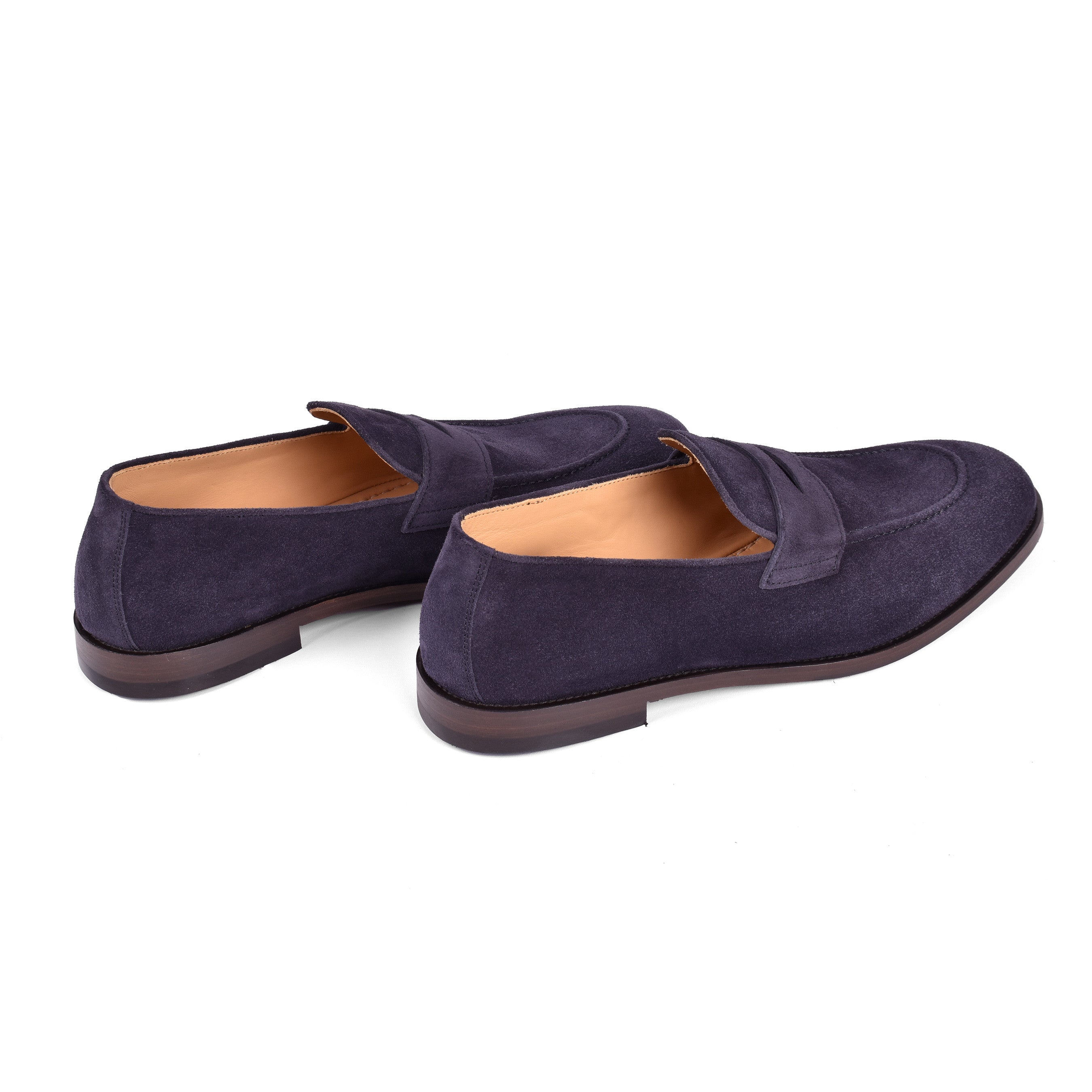BRUNELLO CUCINELLI MEN'S BLUE SUEDE LEATHER LOAFERS