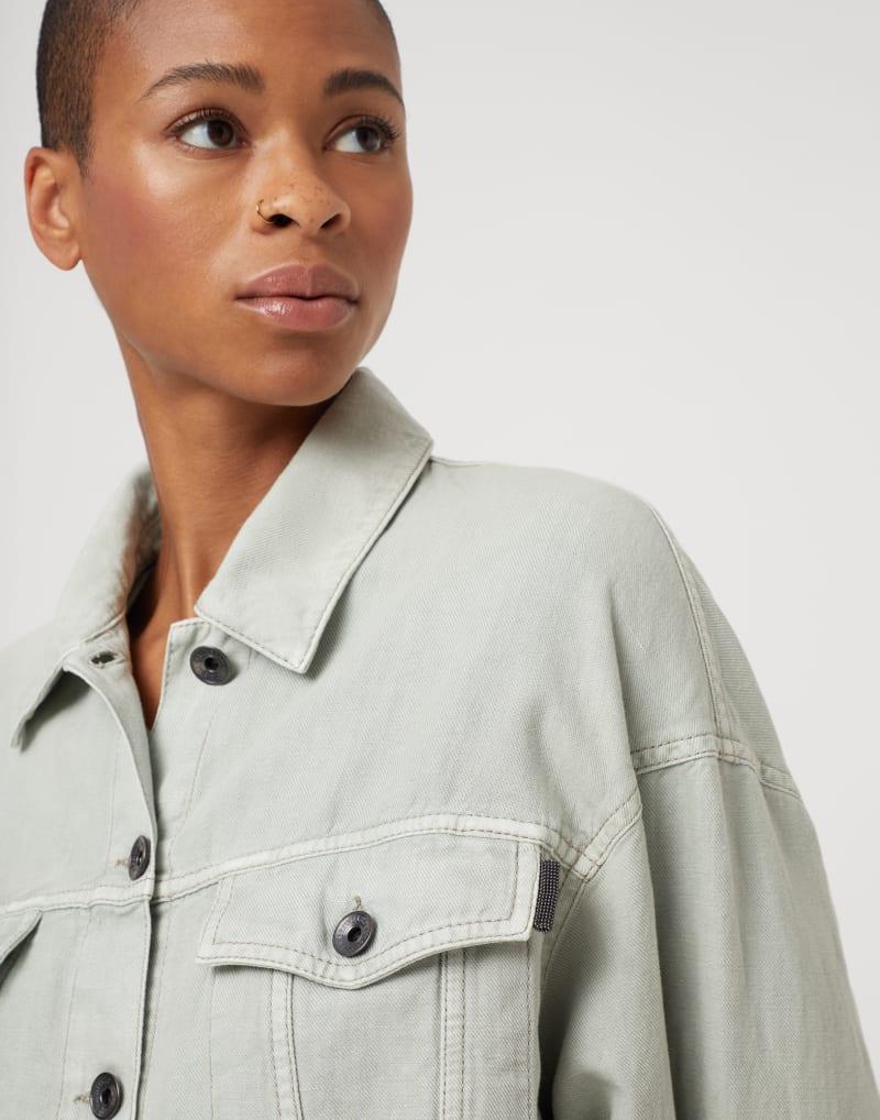 BRUNELLO CUCINELLI WOMEN'S LIGHT GREEN LINEN JACKET