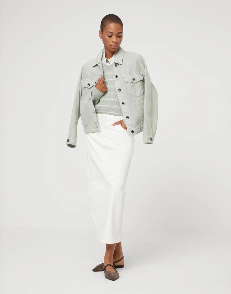 BRUNELLO CUCINELLI WOMEN'S LIGHT GREEN LINEN JACKET