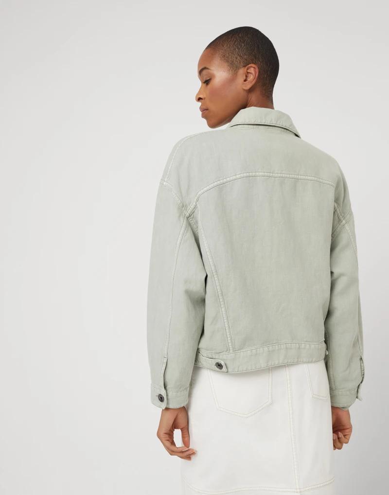 BRUNELLO CUCINELLI WOMEN'S LIGHT GREEN LINEN JACKET