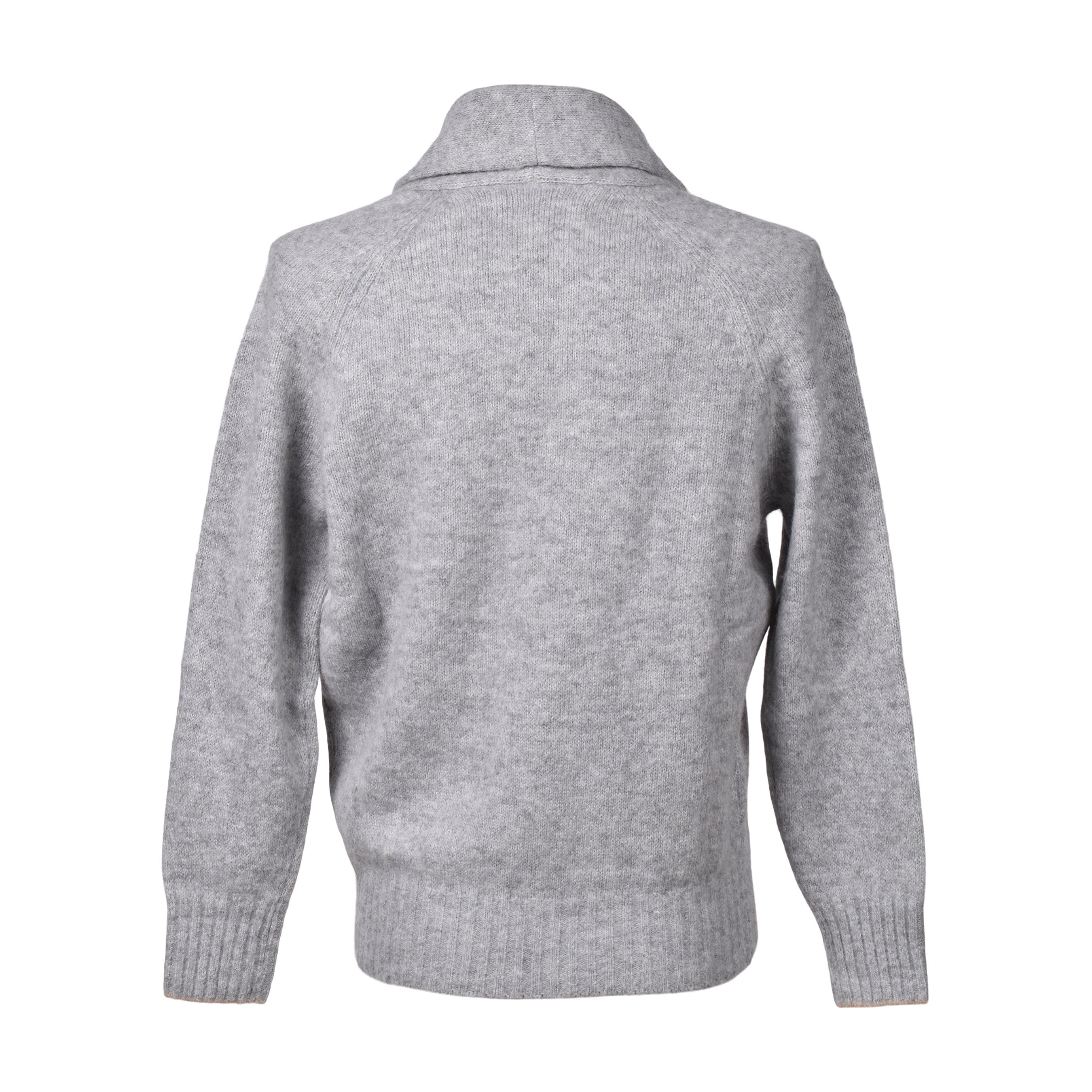BRUNELLO CUCINELLI MEN'S PEARL GRAY ALPACA WOOL CARDIGAN