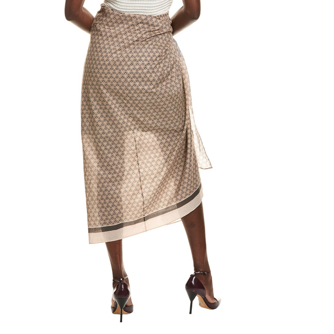 BRUNELLO CUCINELLI WOMEN'S ANTRACITE BEIGE WRAP SKIRT