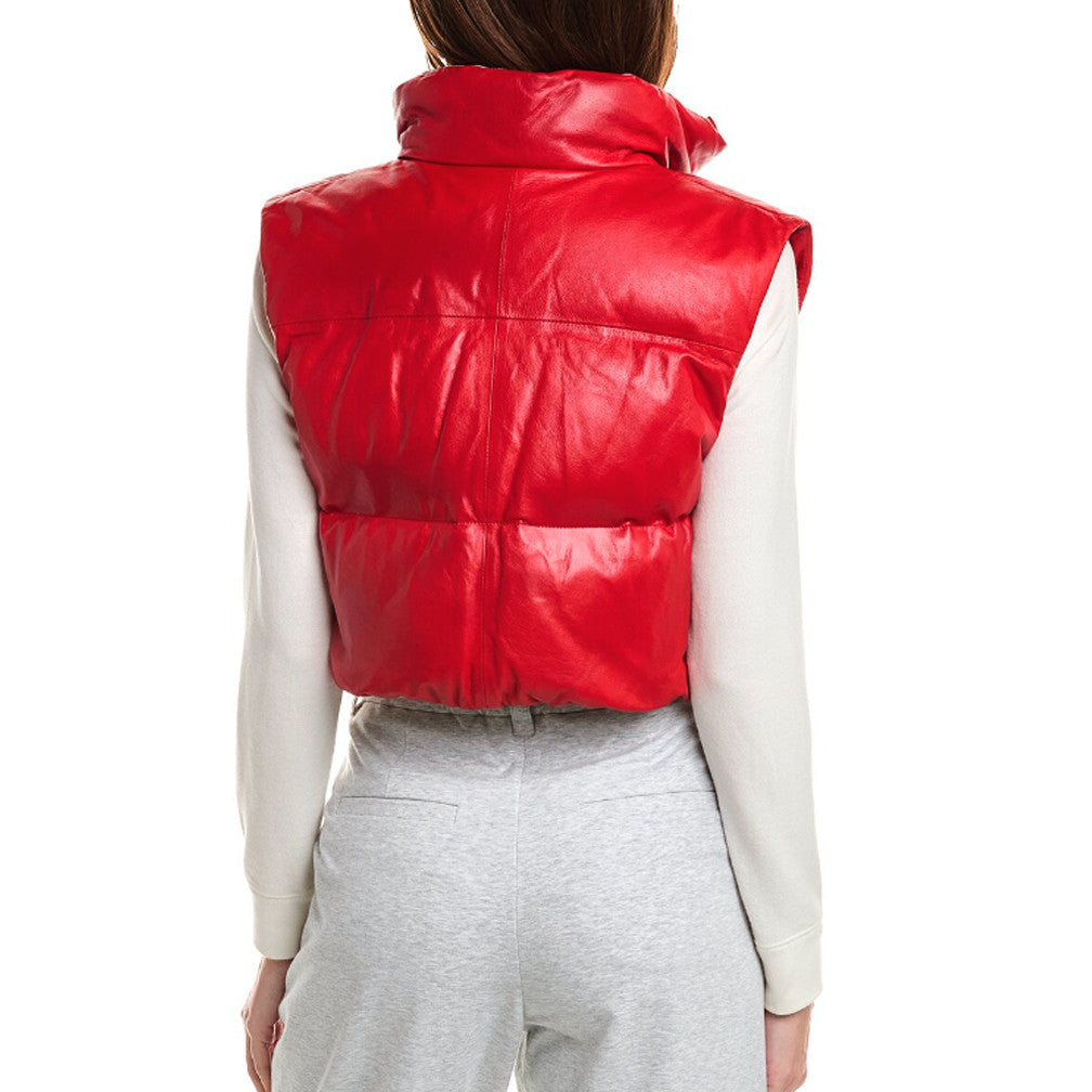 BRUNELLO CUCINELLI WOMEN'S 100% LEATHER PUFFER VEST JACKET/COAT