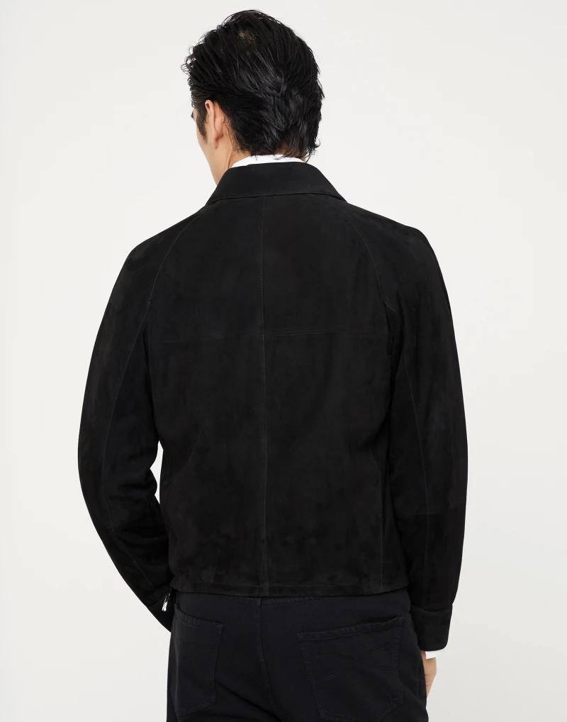 BRUNELLO CUCINELLI MEN'S BLACK LEATHER JACKET