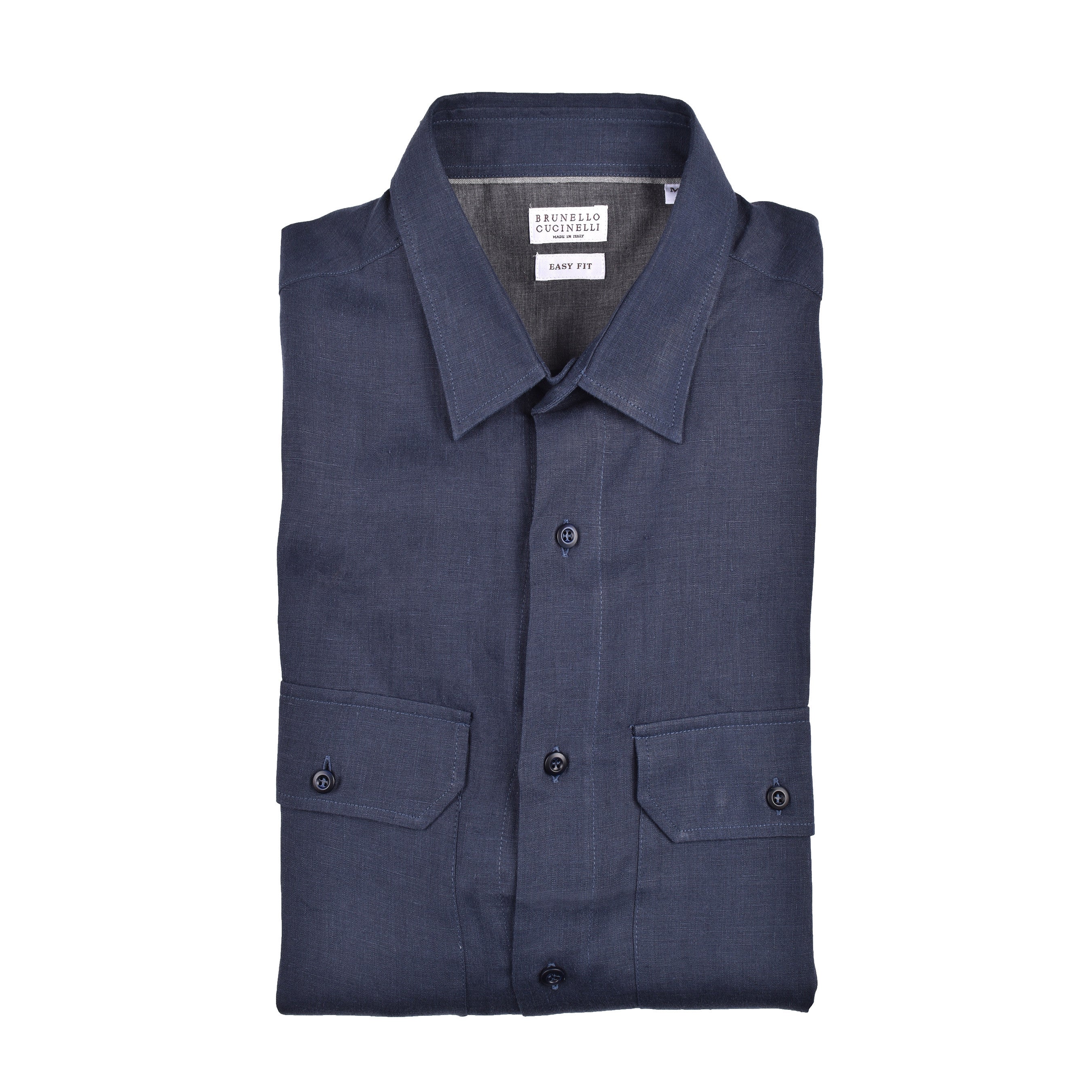 BRUNELLO CUCINELLI MEN'S BLUE CASHMERE BUTTON-DOWN SHIRT