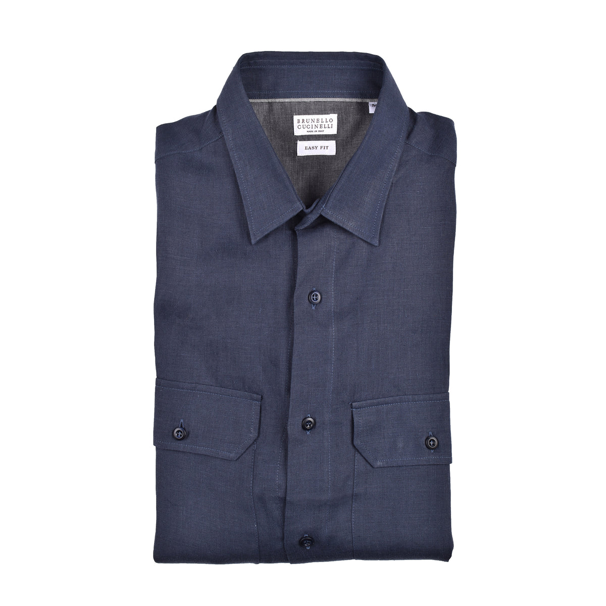 BRUNELLO CUCINELLI MEN'S BLUE CASHMERE BUTTON-DOWN SHIRT