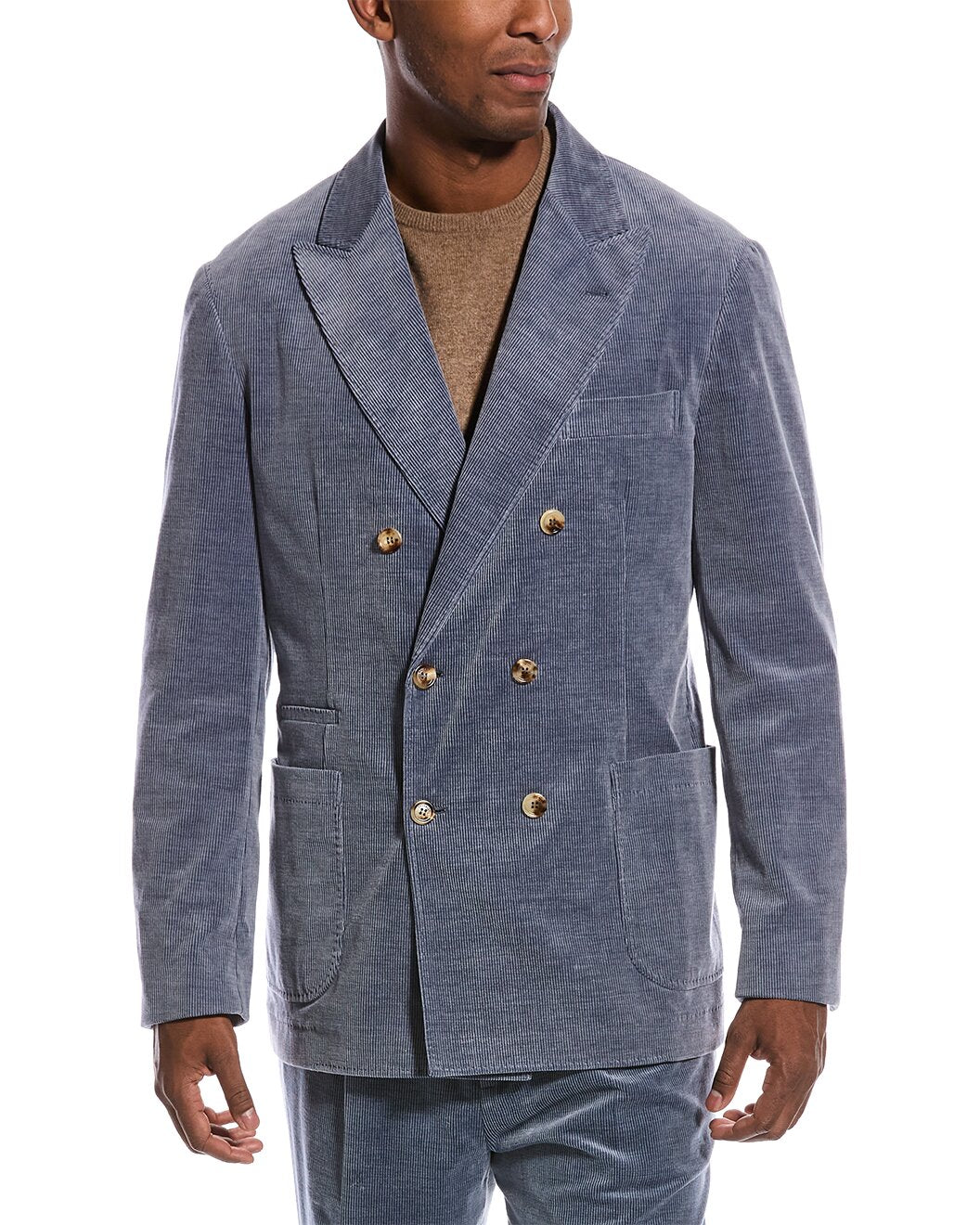 BRUNELLO CUCINELLI MEN'S BLUE DOUBLE BREASTED SUIT