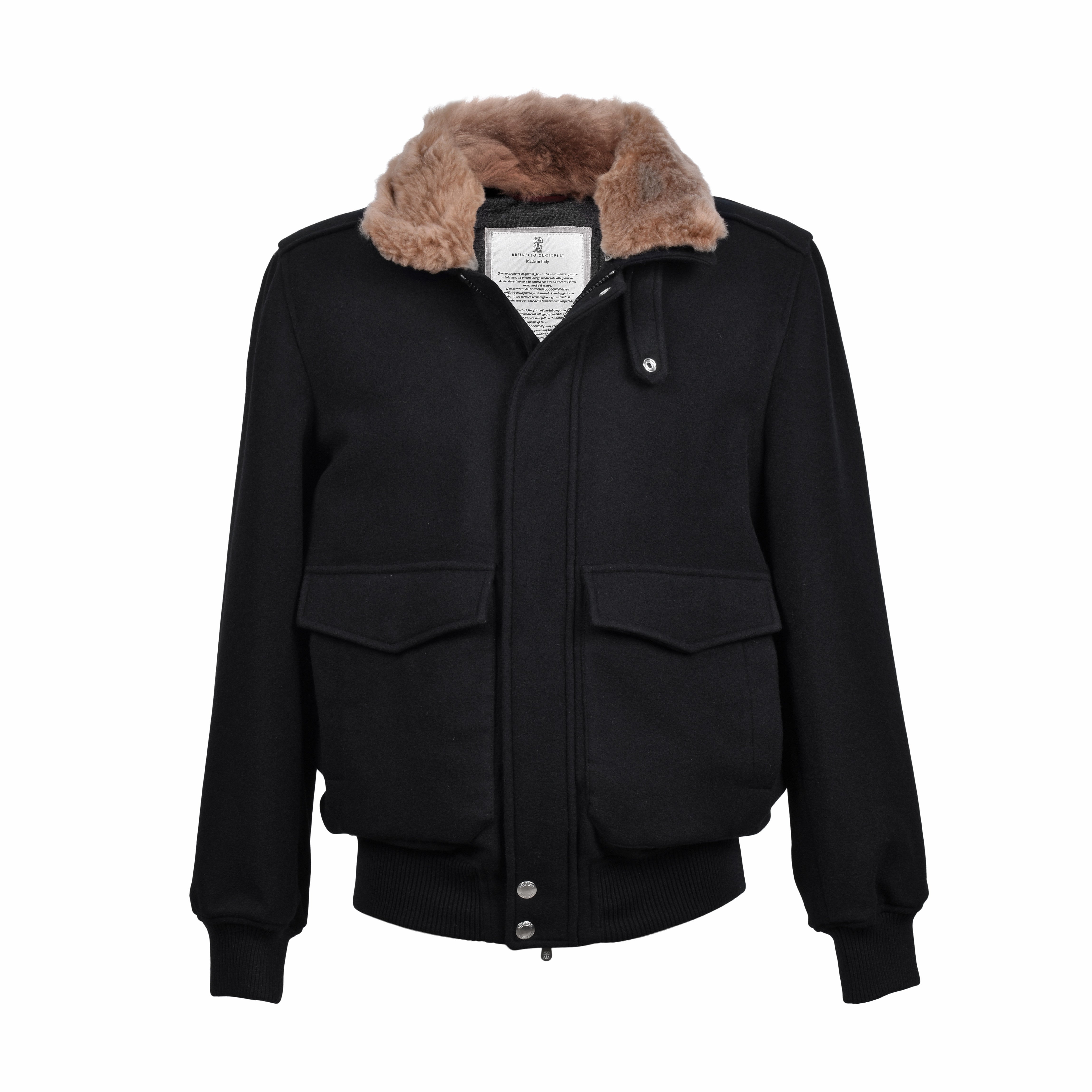 BRUNELLO CUCINELLI MEN'S DOWN FILLED 100% CASHMERE BOMBER JACKET / COAT