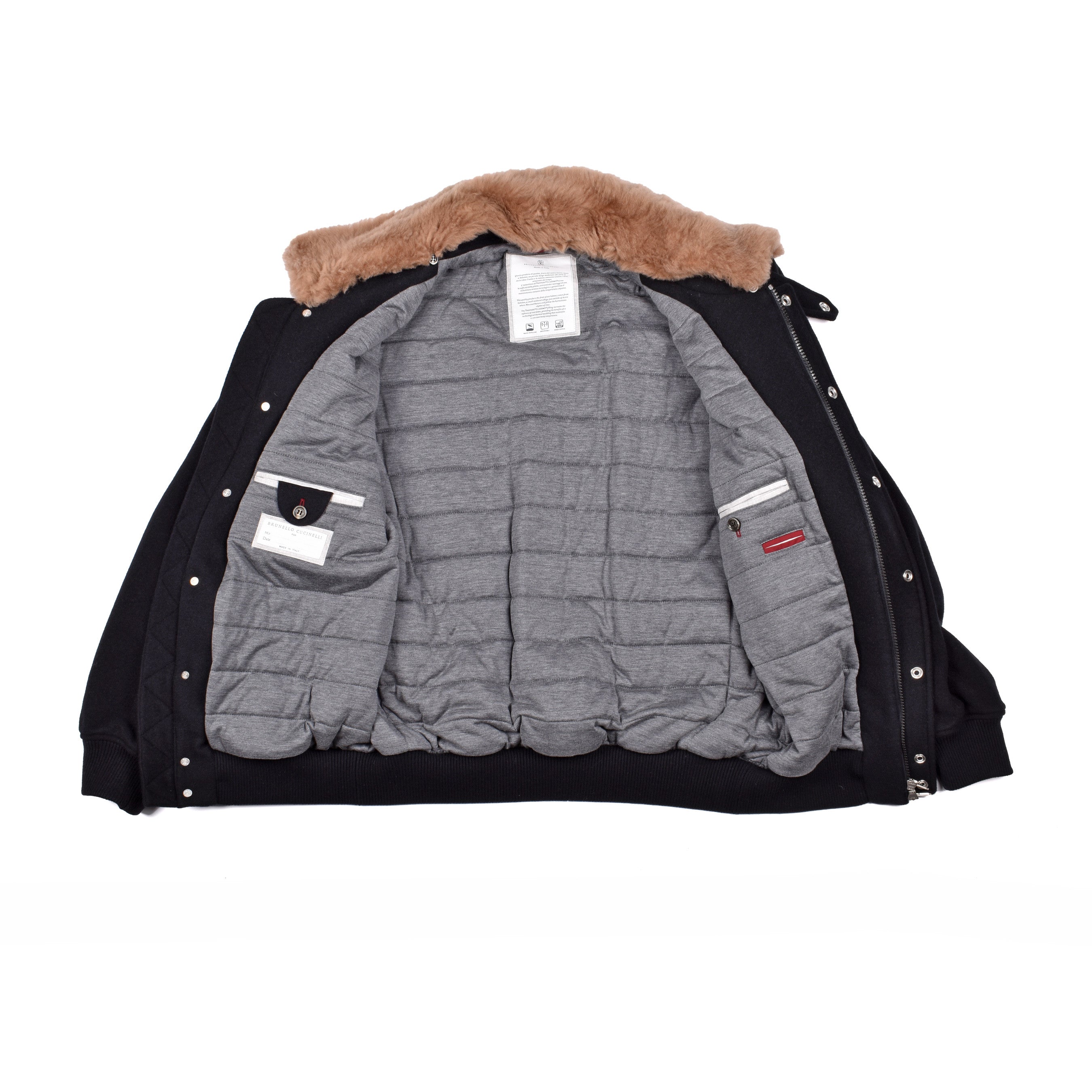 BRUNELLO CUCINELLI MEN'S DOWN FILLED 100% CASHMERE BOMBER JACKET / COAT