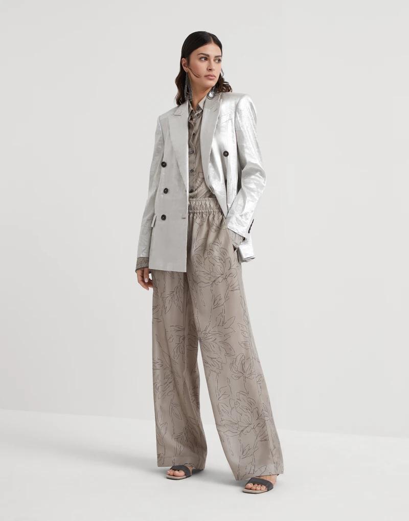 BRUNELLO CUCINELLI WOMEN'S KHAKI SILK OVERSIZED SHIRT