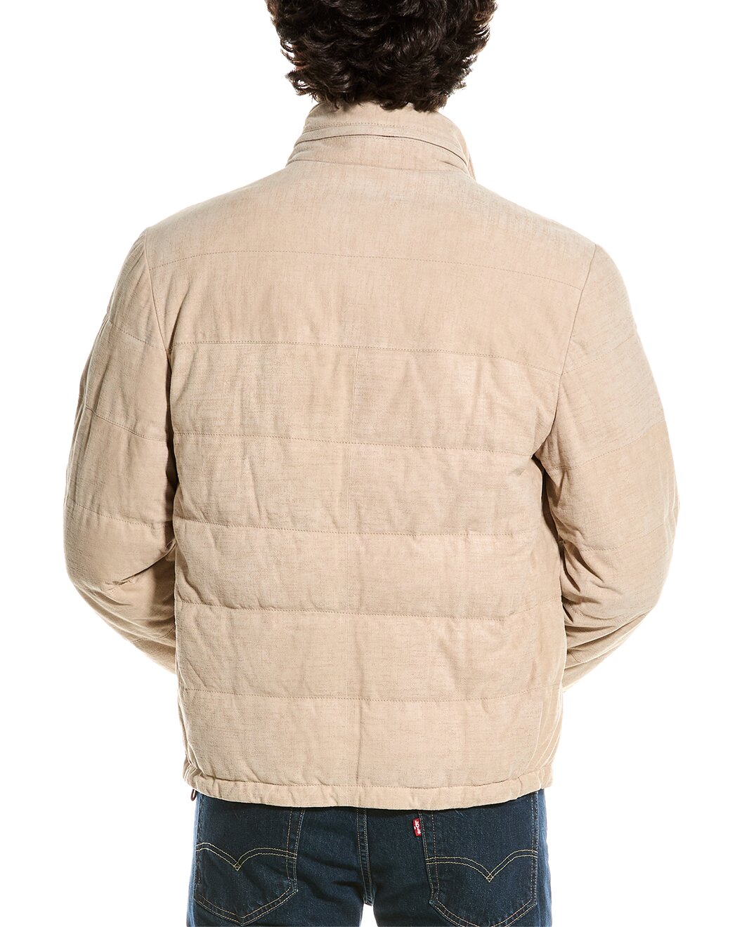 BRUNELLO CUCINELLI MEN'S BISCUITS LEATHER QUILTED ZIP JACKET