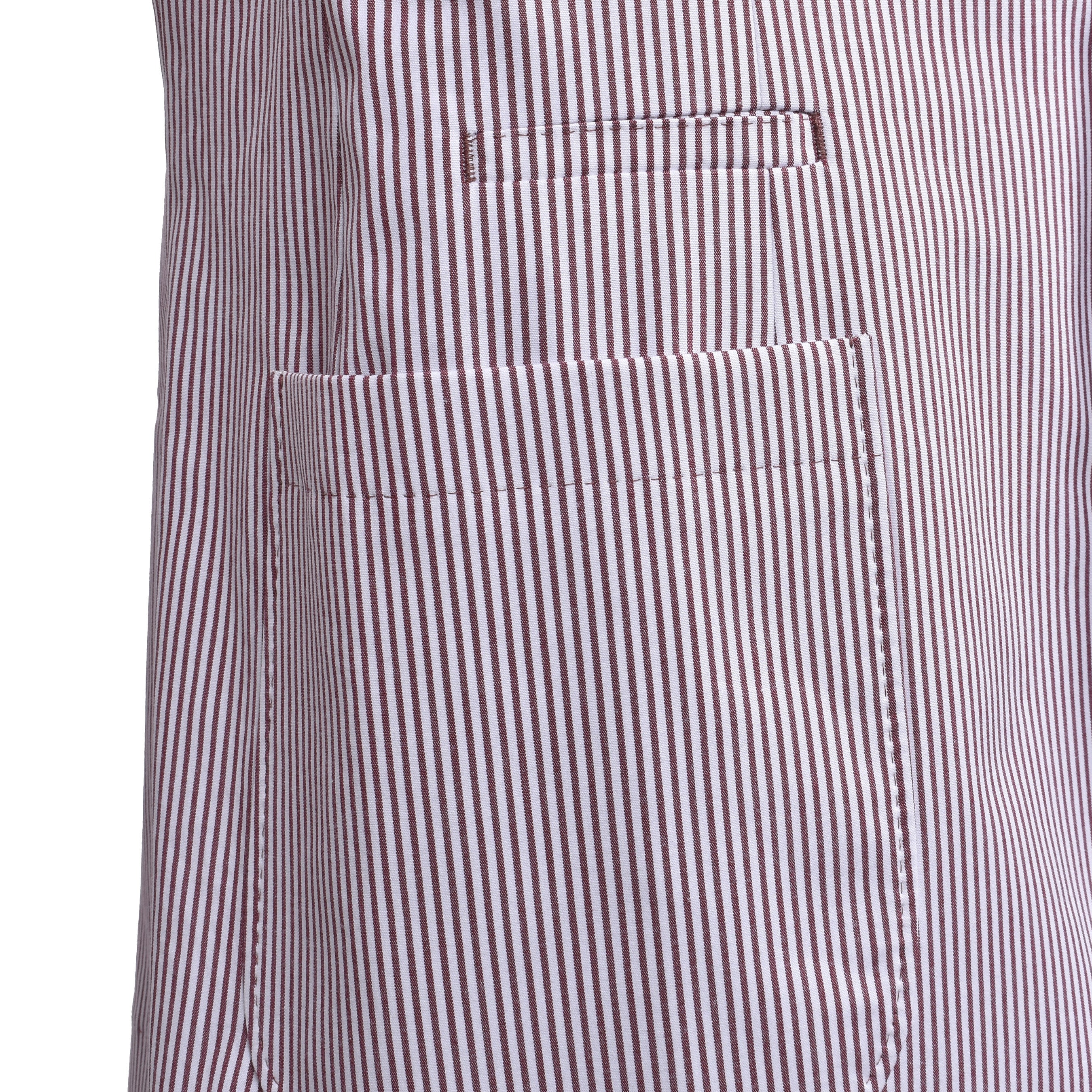 BRUNELLO CUCINELLI MEN'S BURGUNDY STRIPED DECONSTRUCTED BLAZER