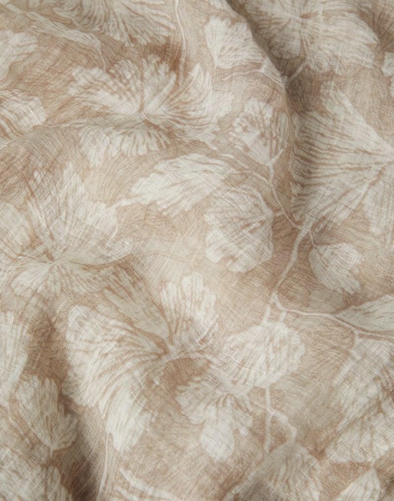 BRUNELLO CUCINELLI WOMEN'S BEIGE LINEN FLORAL SCARF