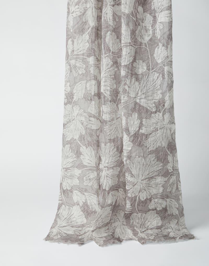 BRUNELLO CUCINELLI WOMEN'S GREY AND WHITE FLORAL SCARF