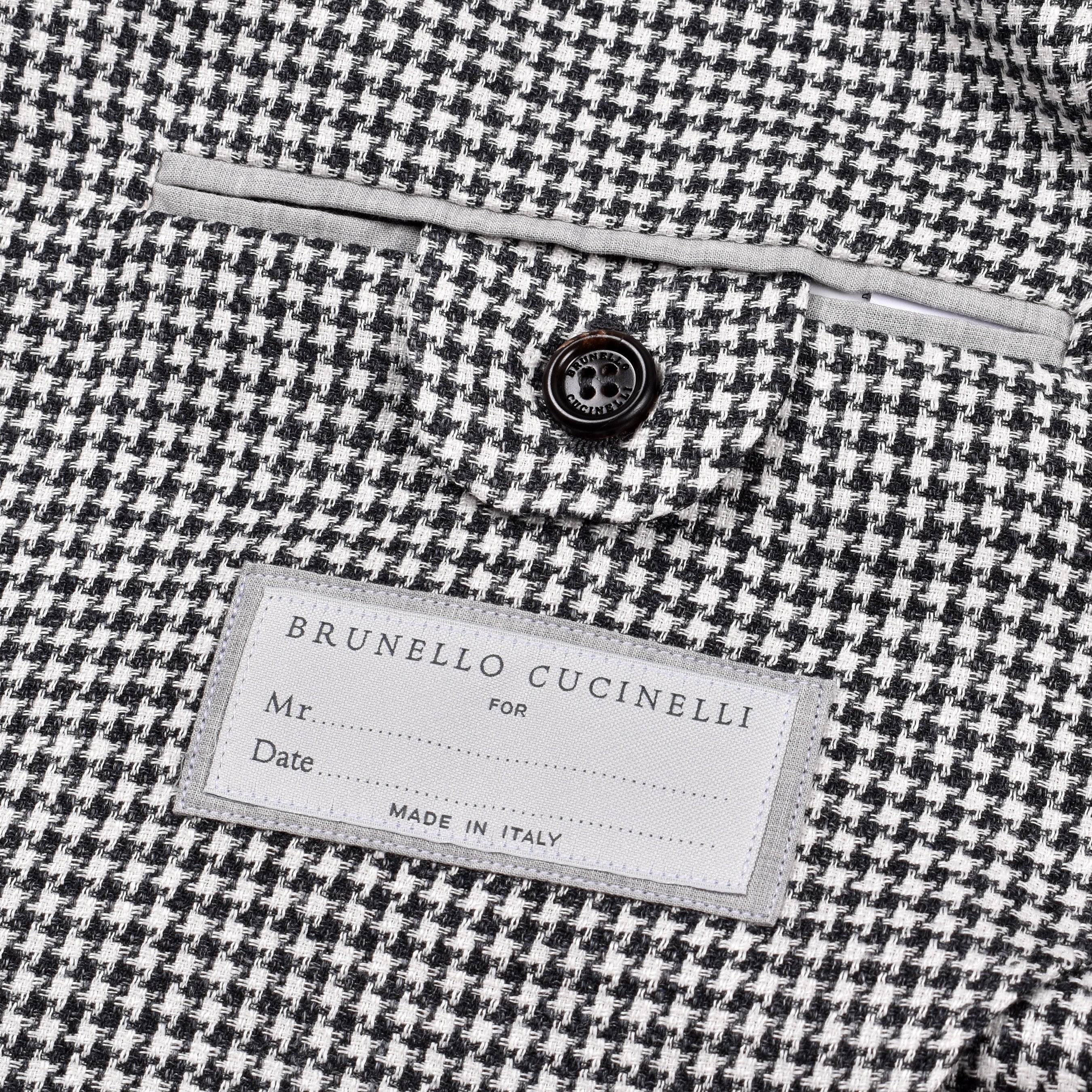 BRUNELLO CUCINELLI MEN'S GREY WOOL HOUNDSTOOTH SUIT