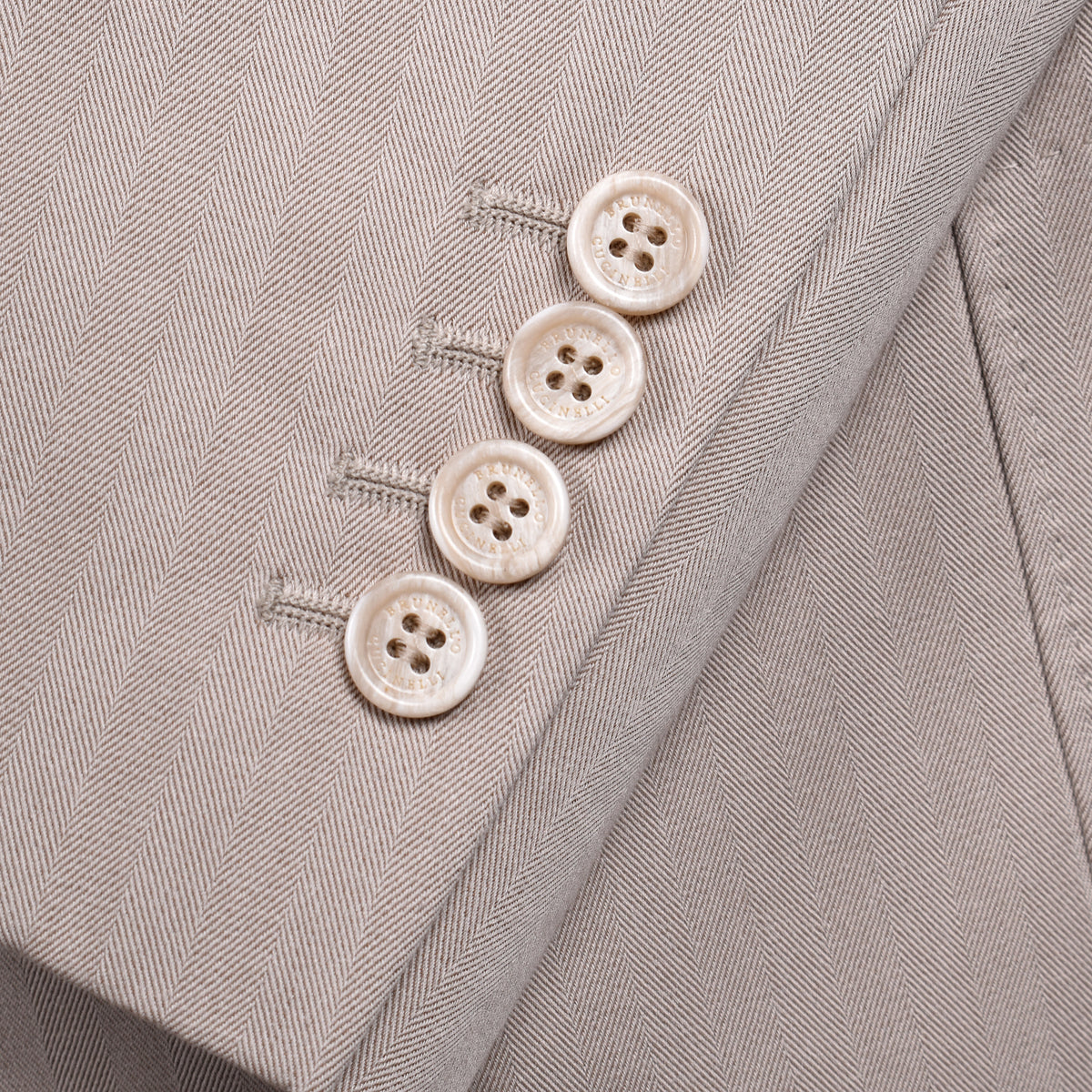 BRUNELLO CUCINELLI MEN'S LIGHT TAUPE DOUBLE BREASTED SUIT