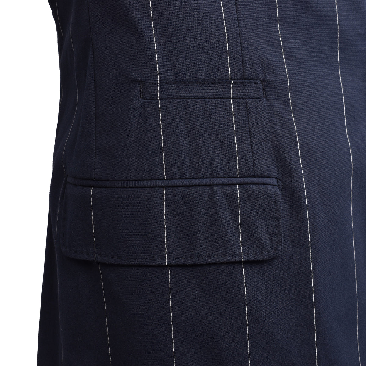 BRUNELLO CUCINELLI MEN'S NAVY PINSTRIPE TAILORED BLAZER