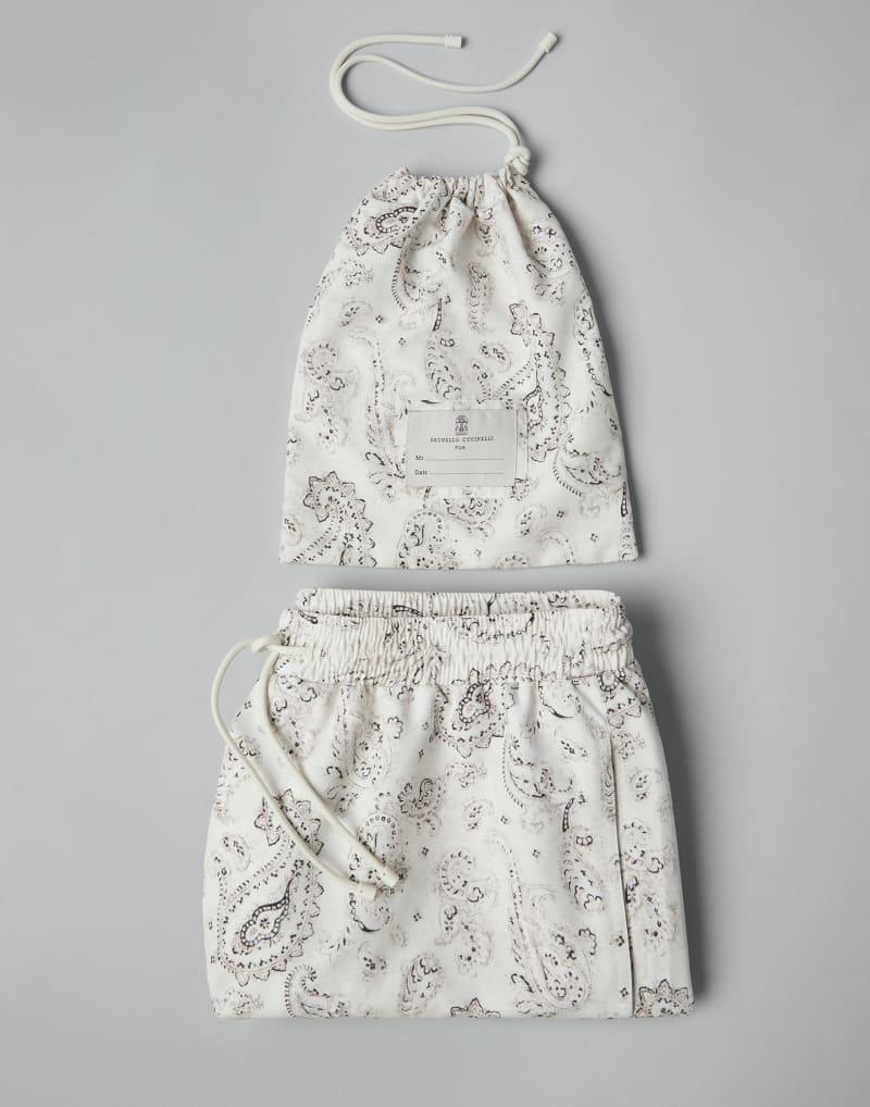 BRUNELLO CUCINELLI MEN'S WHITE PAISLEY TAILORED SHORTS