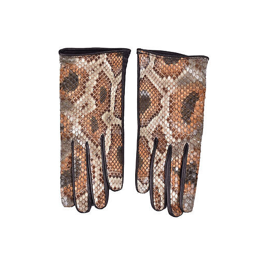 BRUNELLO CUCINELLI WOMEN'S PYTHON SKIN LEATHER GLOVES