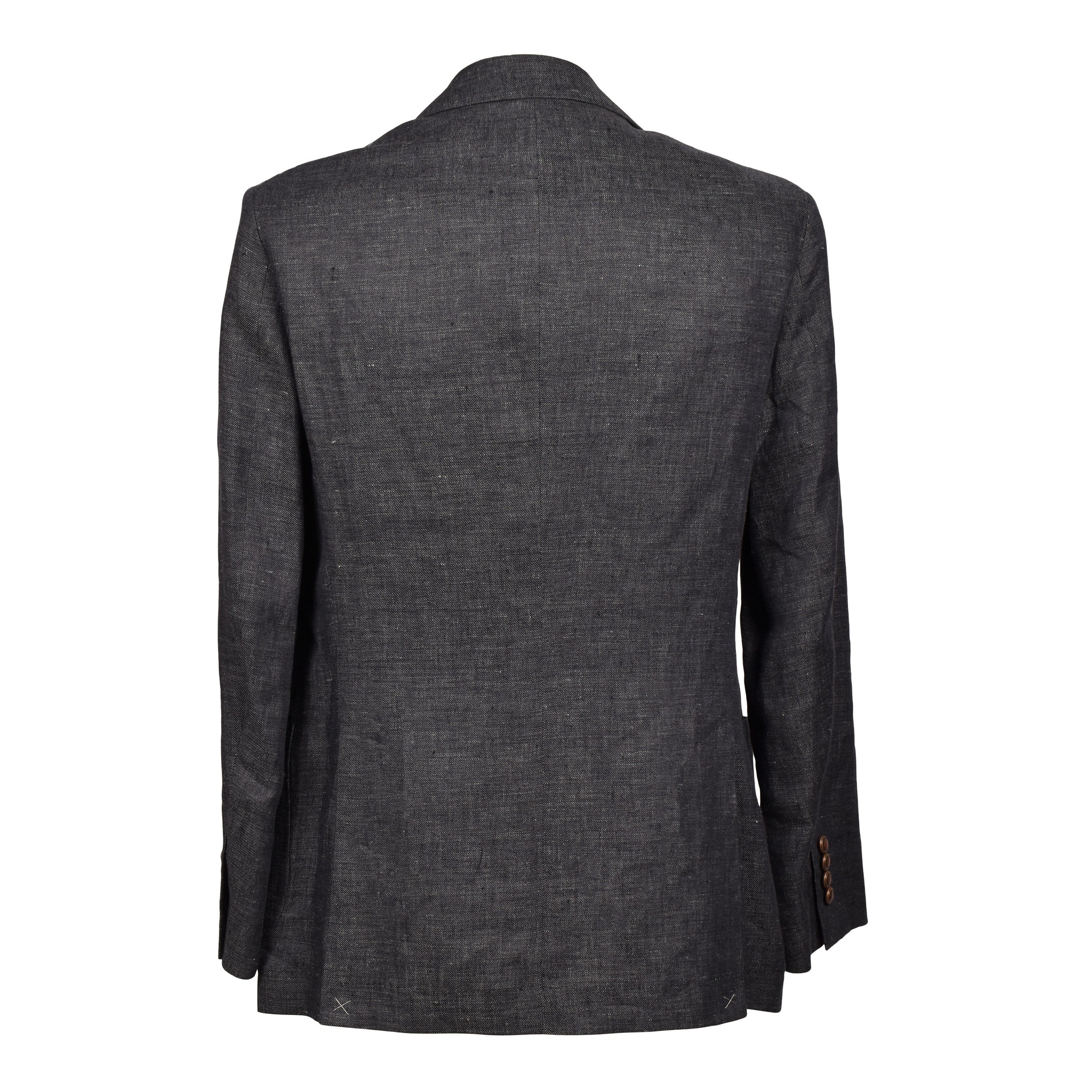 BRUNELLO CUCINELLI MEN'S BLACK LINEN DOUBLE-BREASTED SUIT JACKET