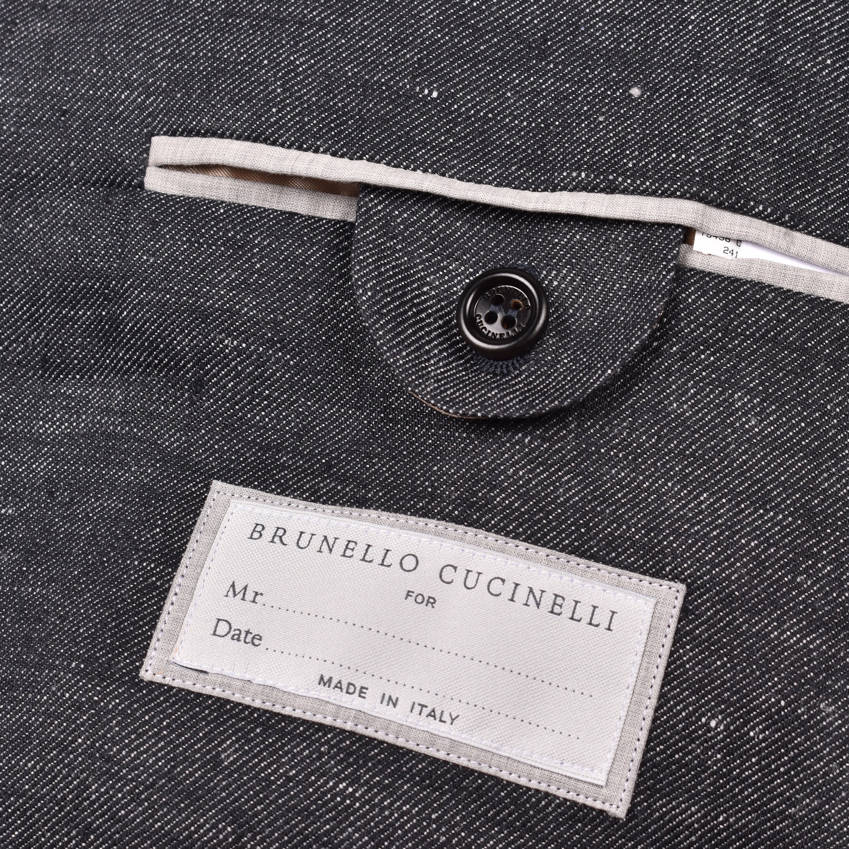 BRUNELLO CUCINELLI MEN'S BLACK LINEN DOUBLE-BREASTED SUIT JACKET