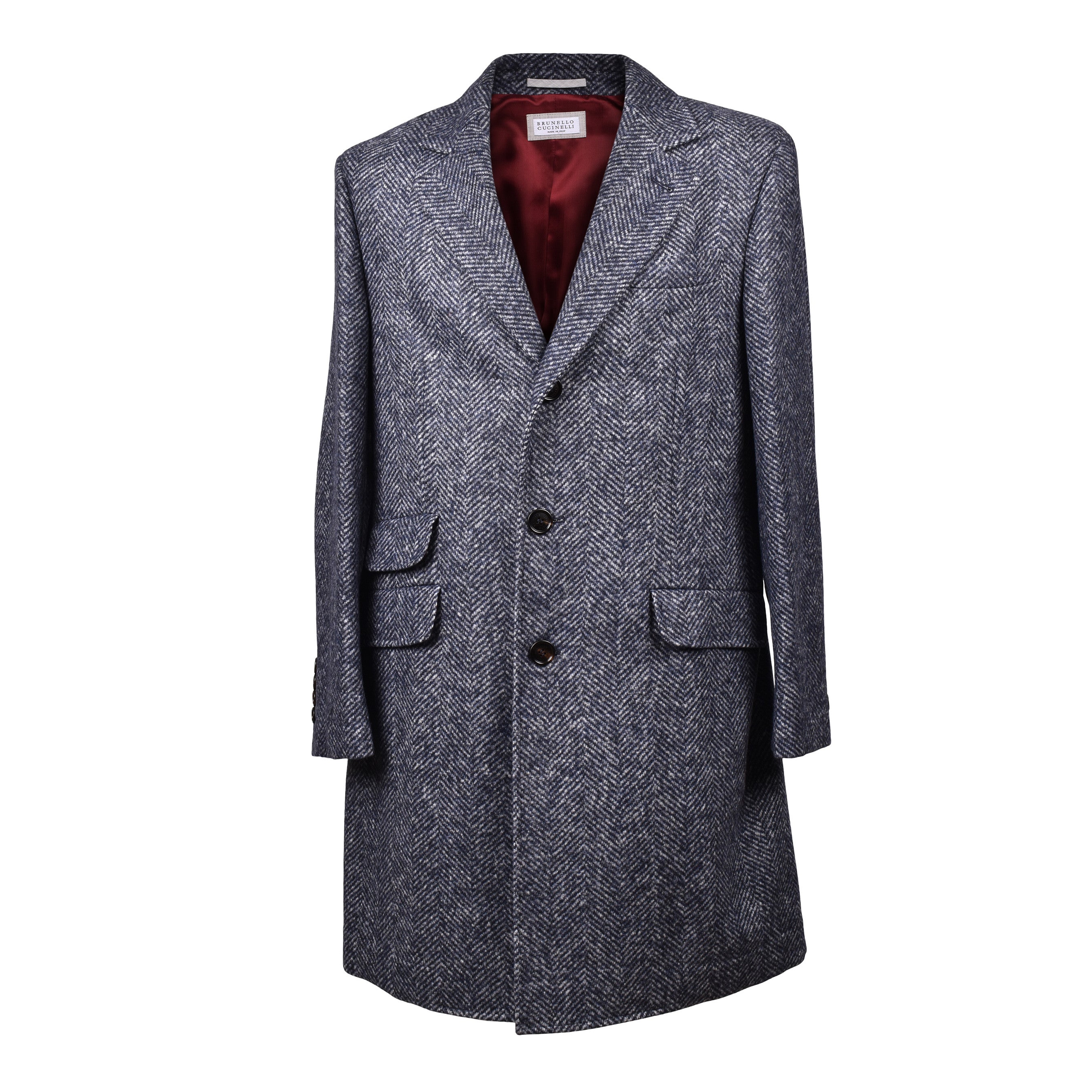 BRUNELLO CUCINELLI MEN'S NAVY WOOL BLEND BLAZER