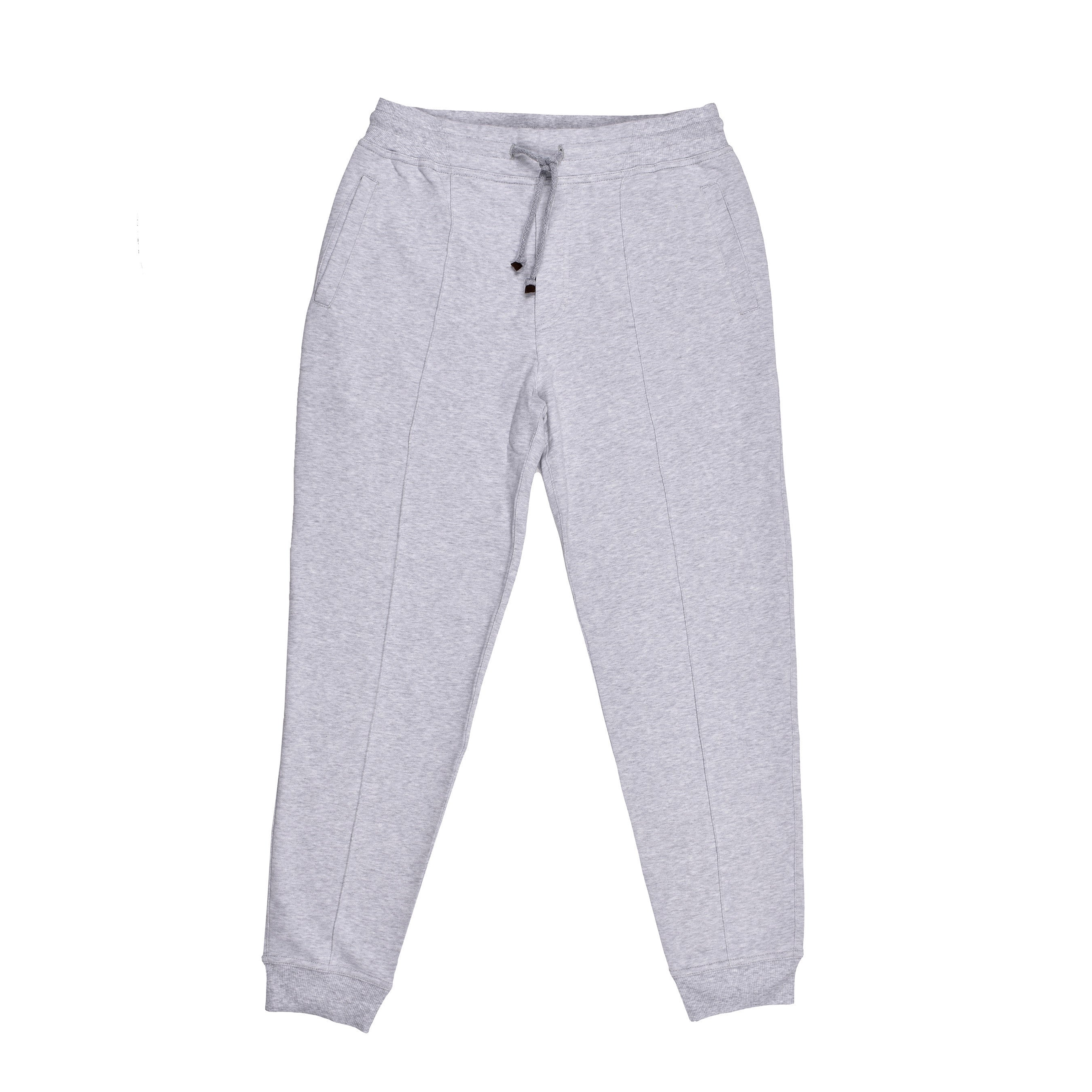 BRUNELLO CUCINELLI MEN'S LIGHT GREY COTTON SWEATPANTS