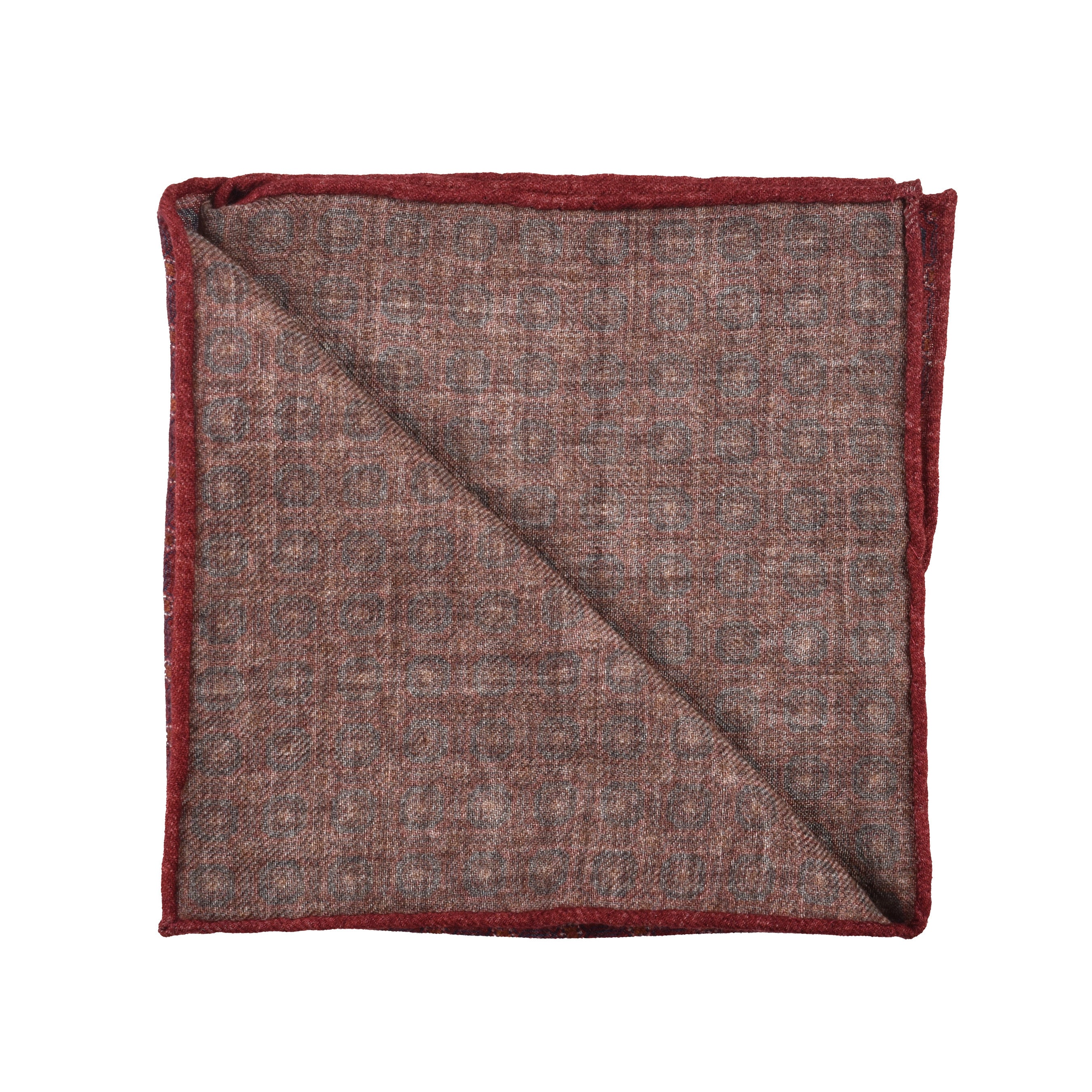 BRUNELLO CUCINELLI MEN'S 100% WOOL TWO TONE GEOMETRIC POCKET SQUARE NEW
