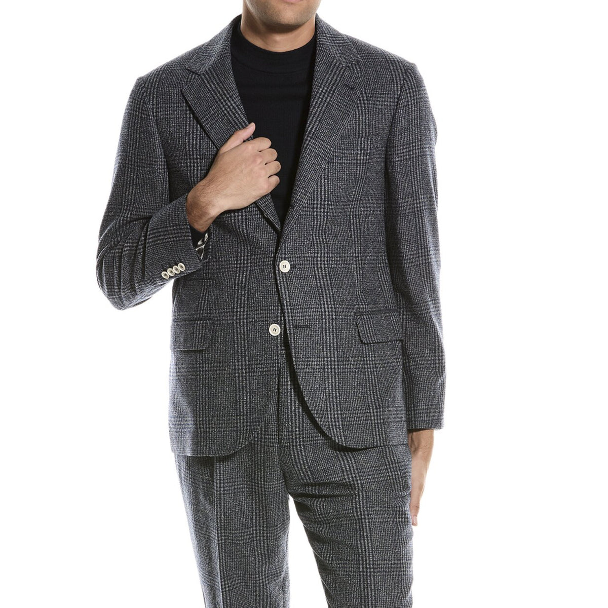 BRUNELLO CUCINELLI MEN'S GREY WOOL BLEND BLAZER