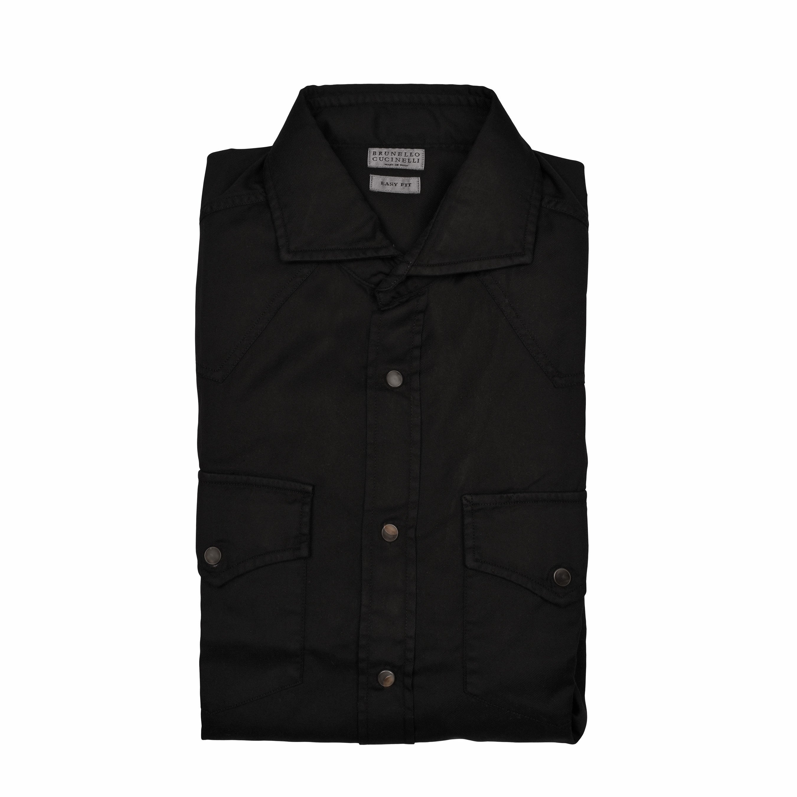 BRUNELLO CUCINELLI MEN'S BLACK EASY FIT SHIRT