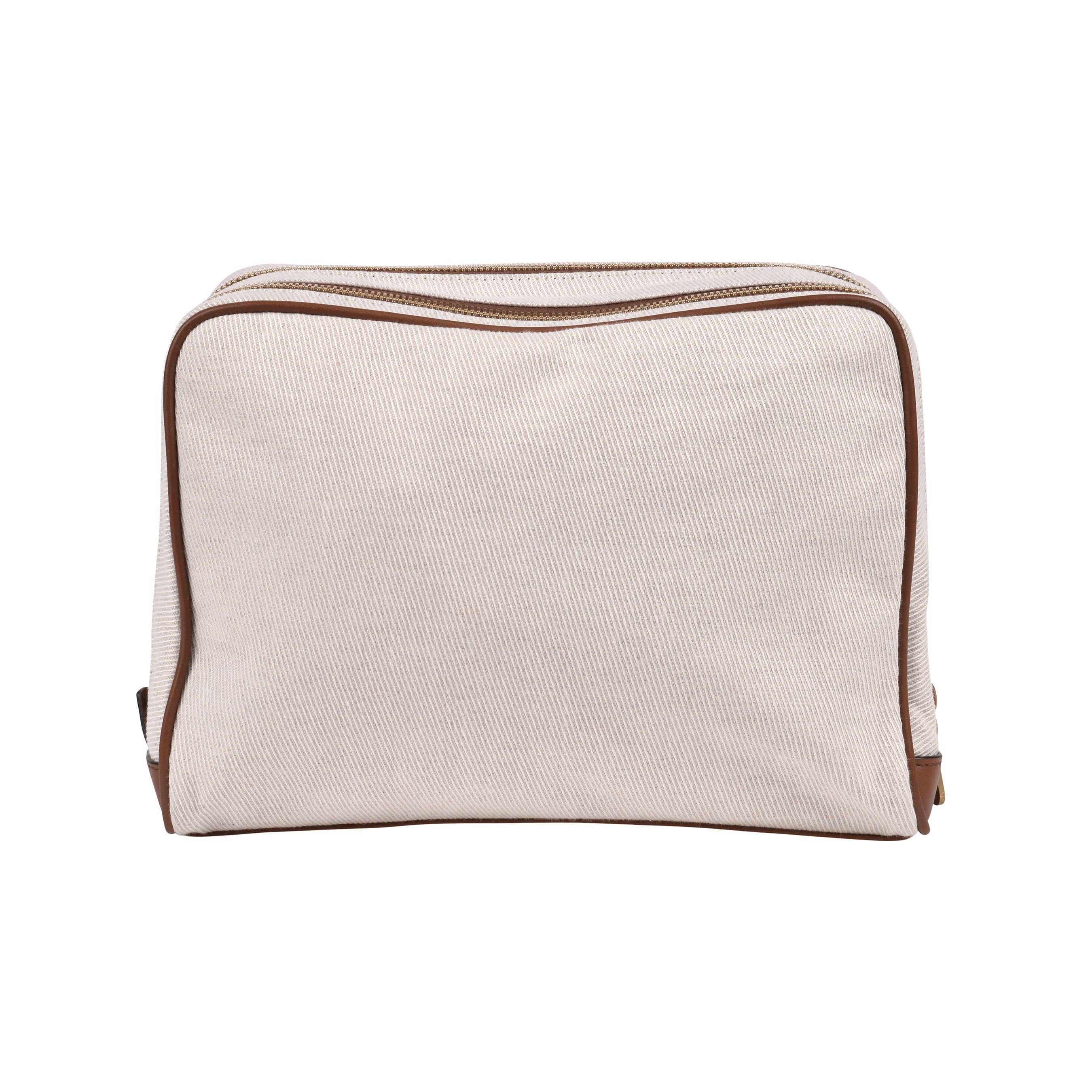BRUNELLO CUCINELLI MEN'S NATURAL COGNAC LINEN TRAVEL CASE