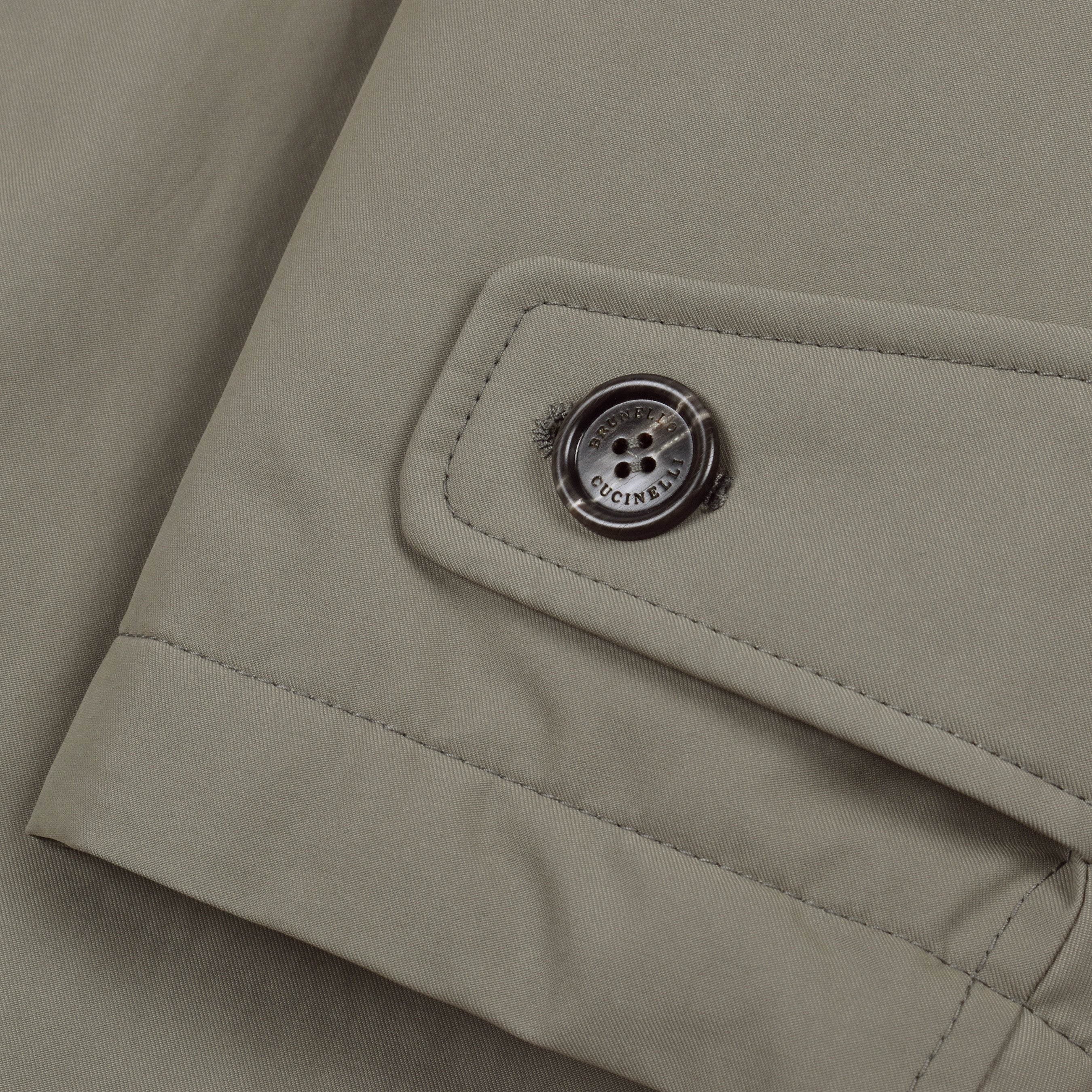 BRUNELLO CUCINELLI MEN'S KAKI DOWN-FILLED TRENCH COAT