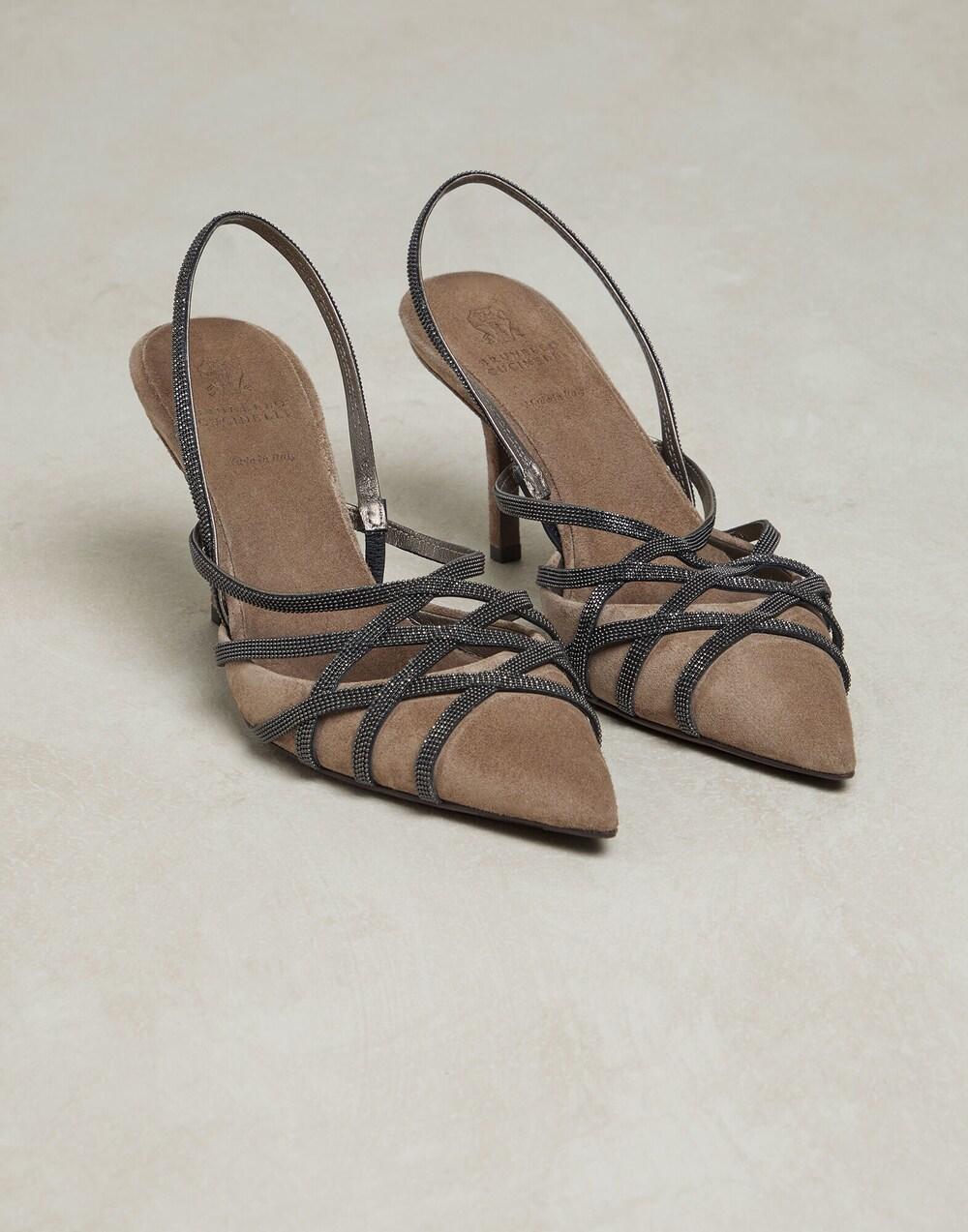 BRUNELLO CUCINELLI WOMEN'S BROWN SUEDE STRAPPY HEELS