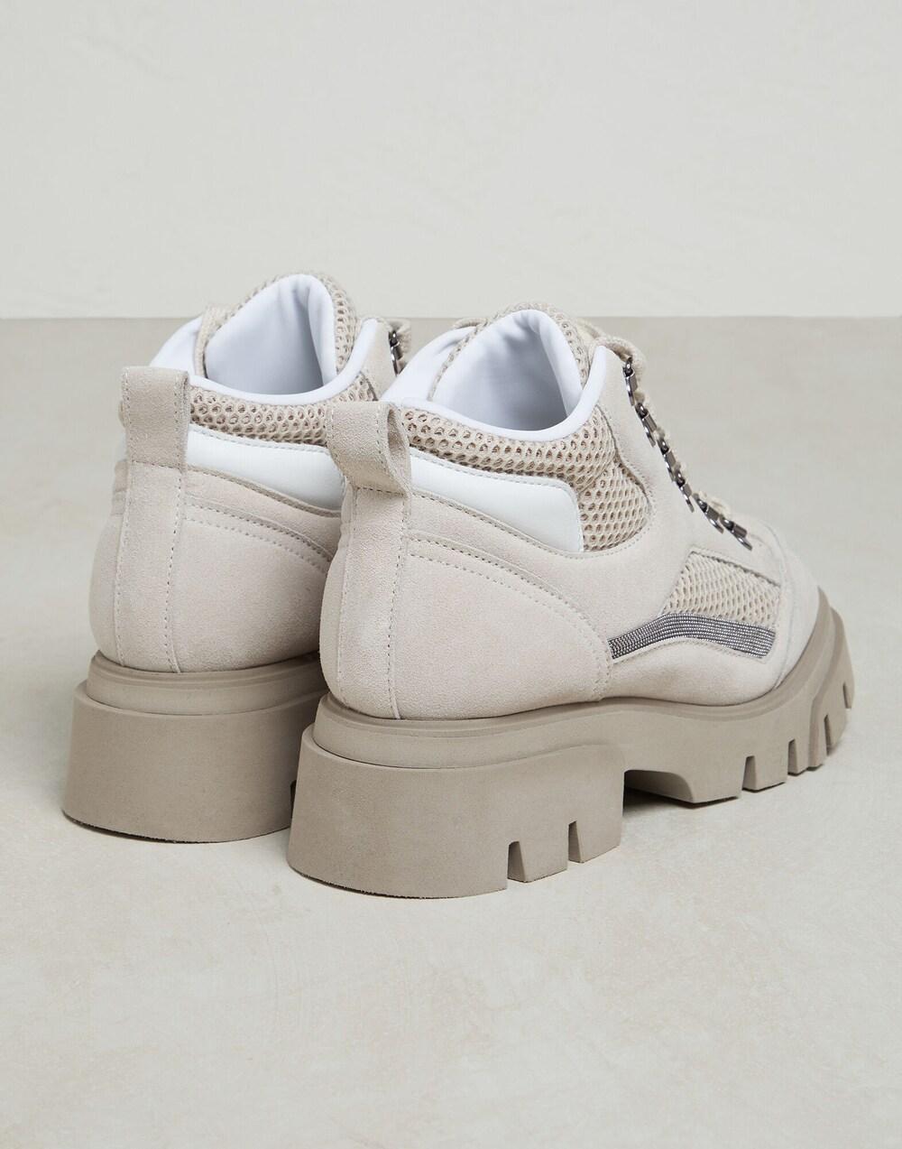BRUNELLO CUCINELLI WOMEN'S BEIGE SUEDE LACE-UP SNEAKERS