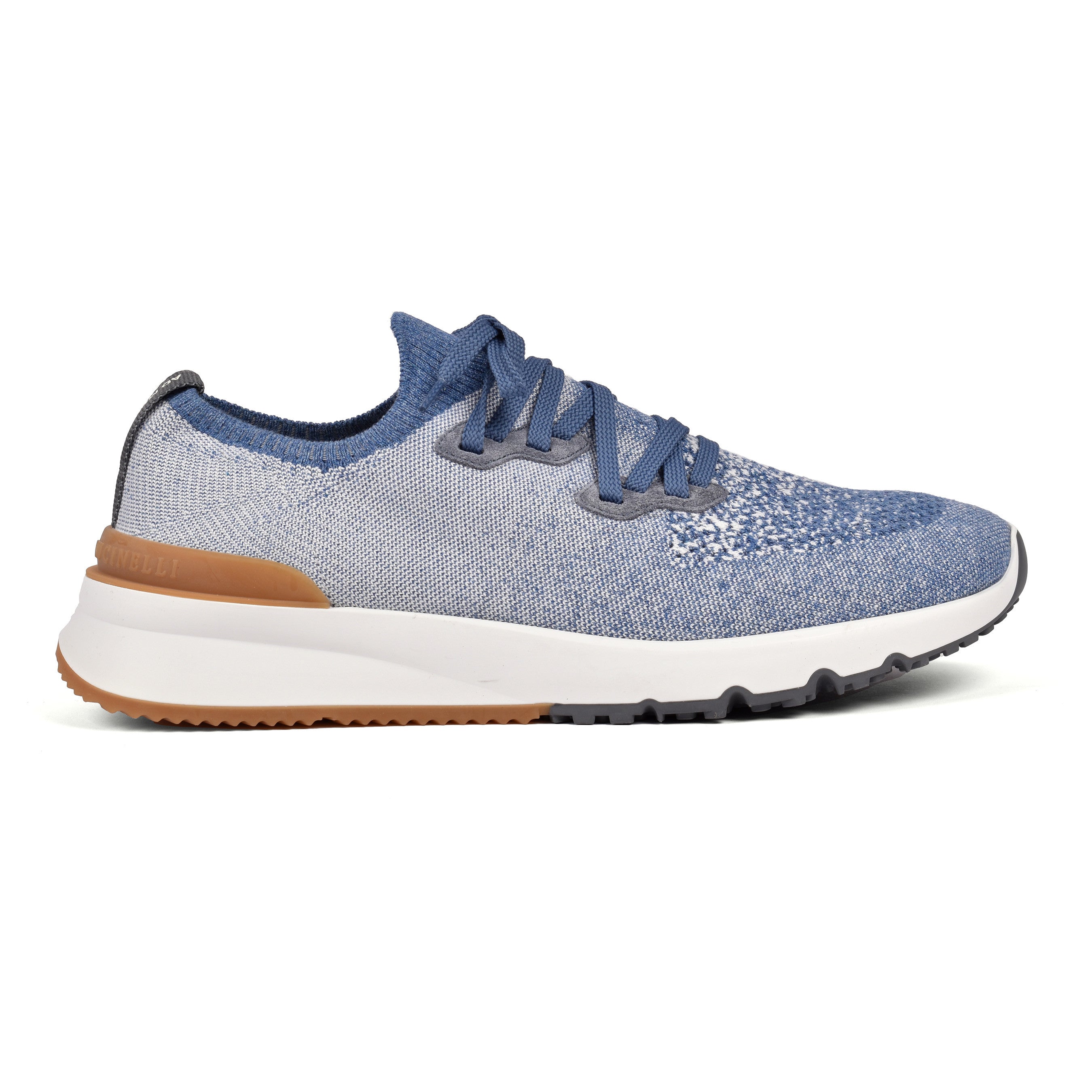 BRUNELLO CUCINELLI MEN'S BLUE KNIT LIGHTWEIGHT SNEAKERS