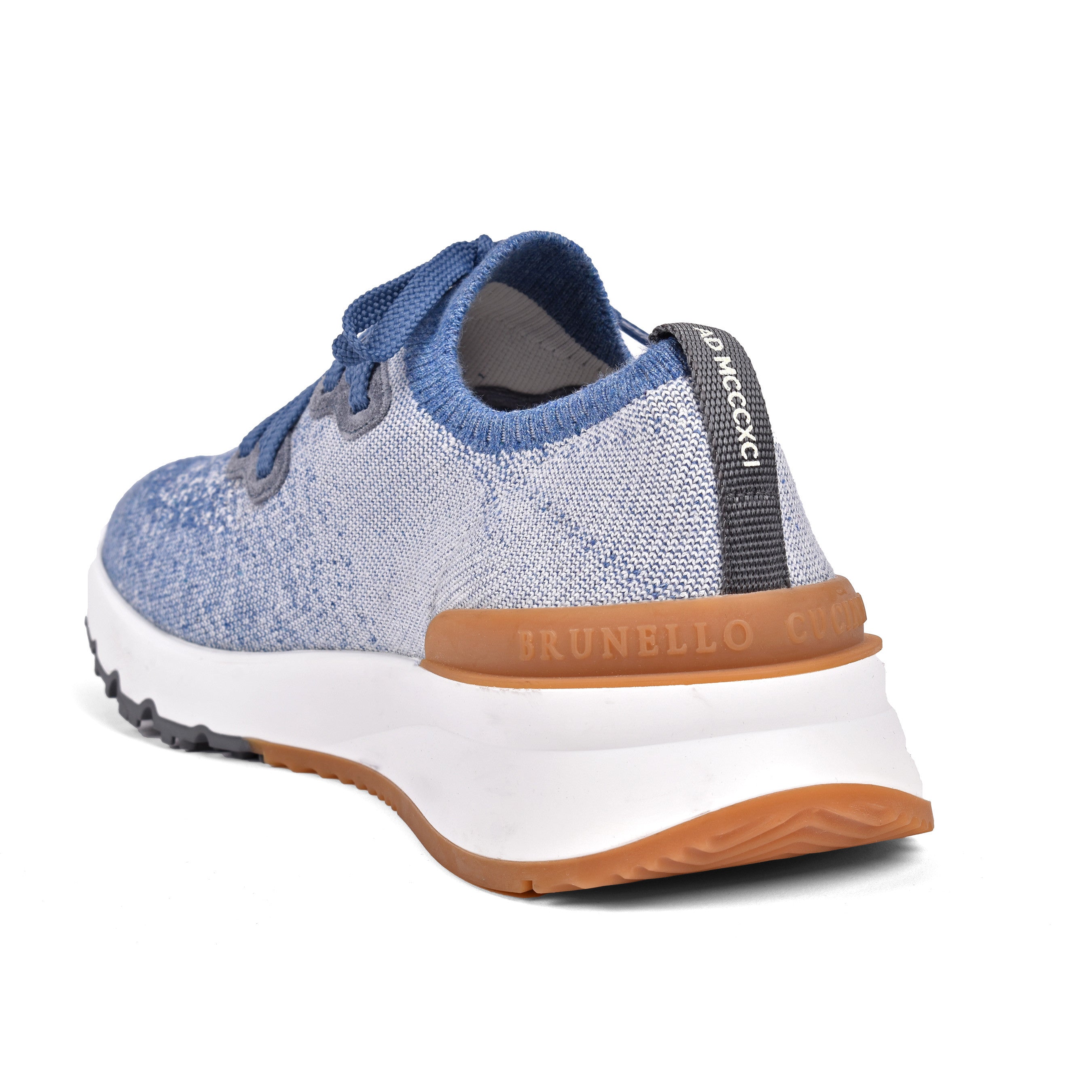 BRUNELLO CUCINELLI MEN'S BLUE KNIT LIGHTWEIGHT SNEAKERS